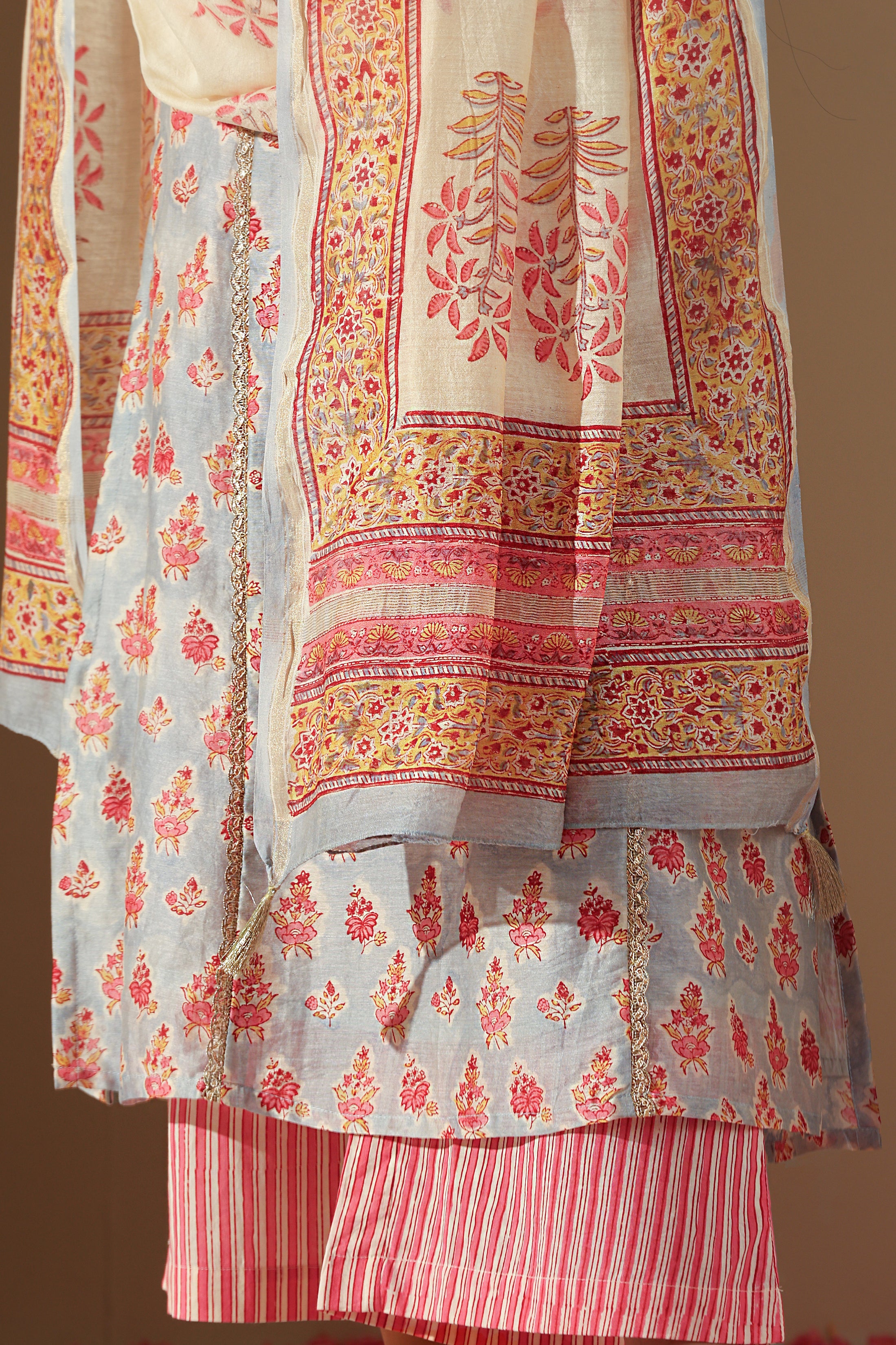 Calla Blue Chanderi Kurta Set of 3