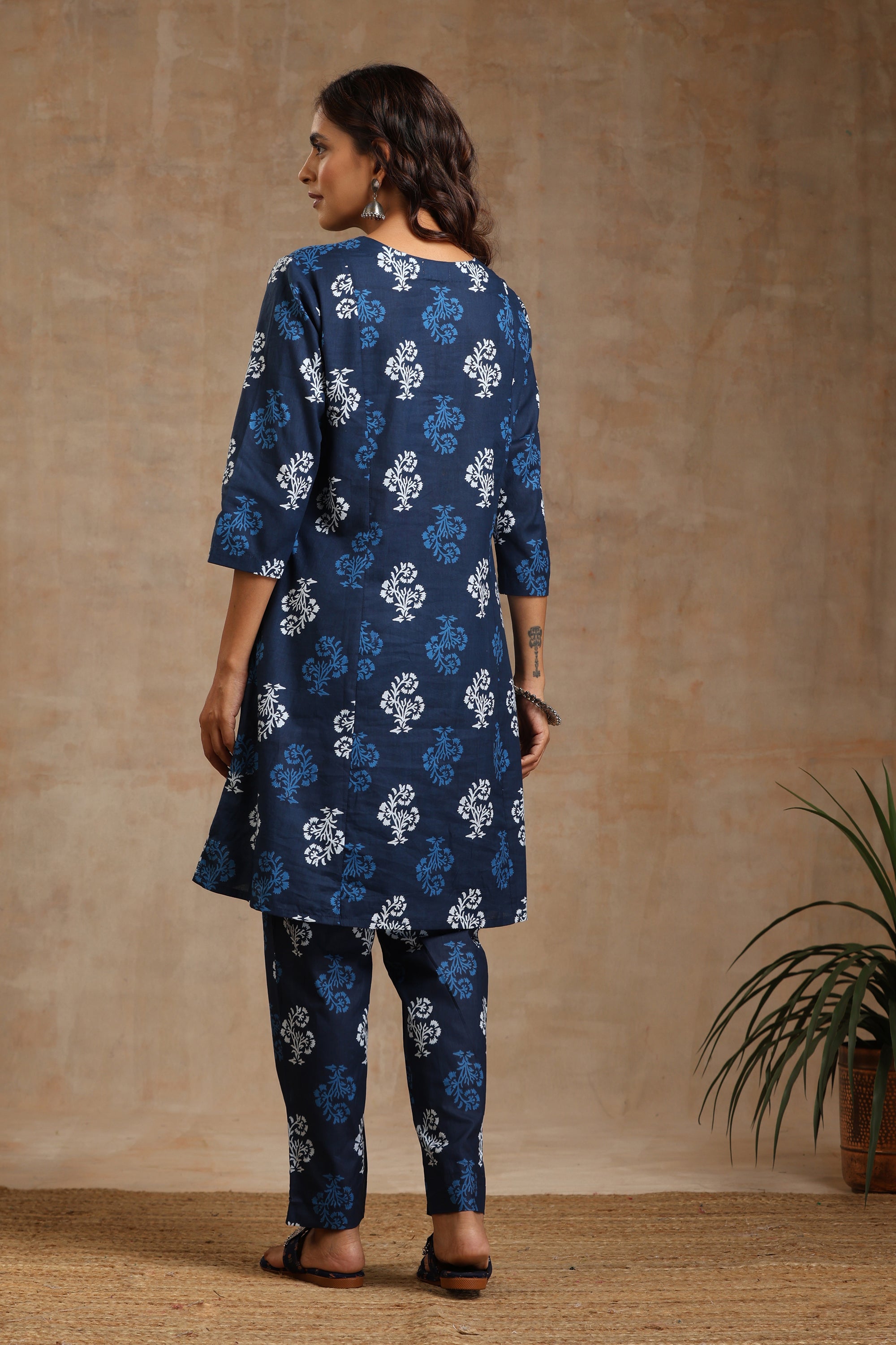Navy Blue Motifs Co-ord Set