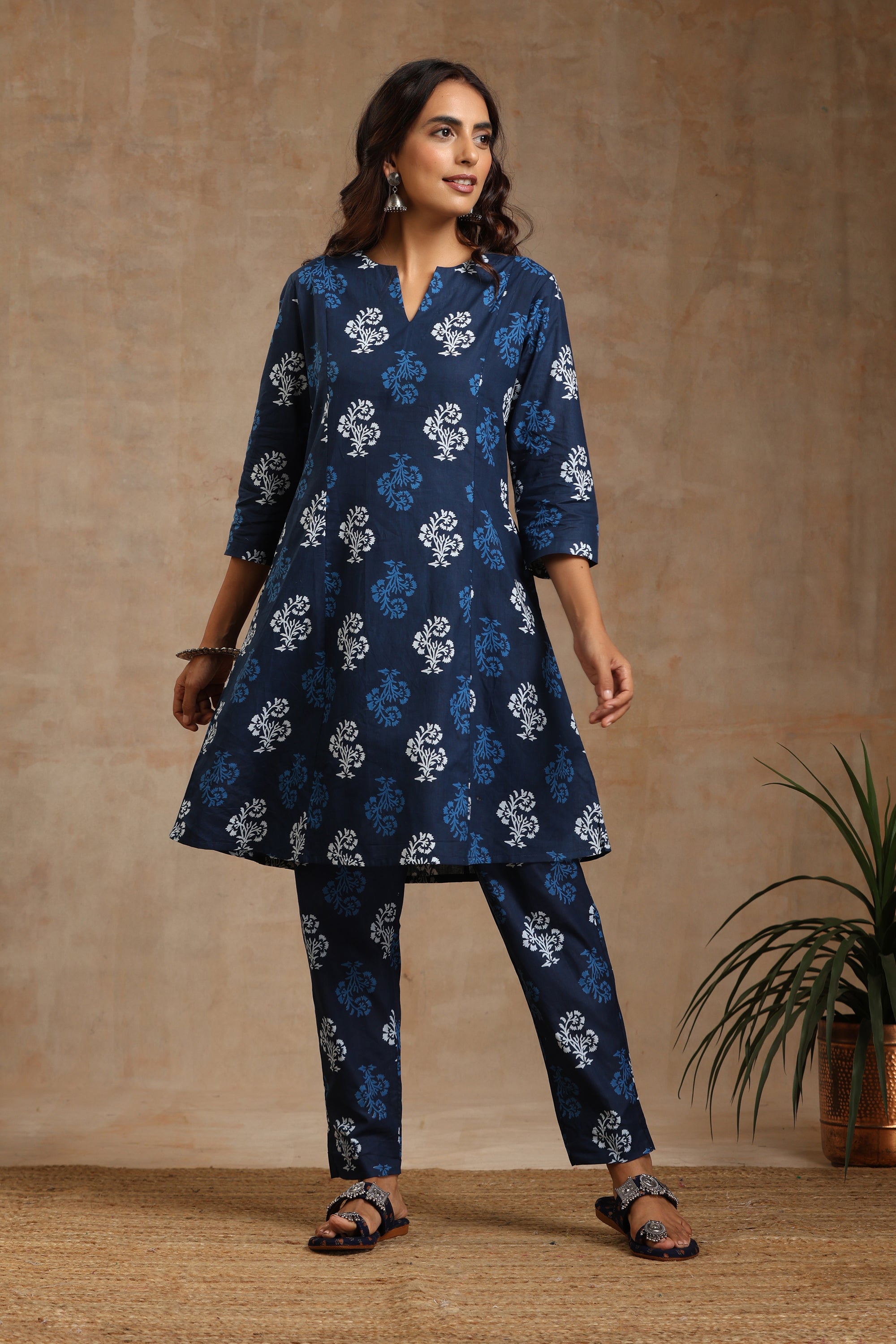 Navy Blue Motifs Co-ord Set