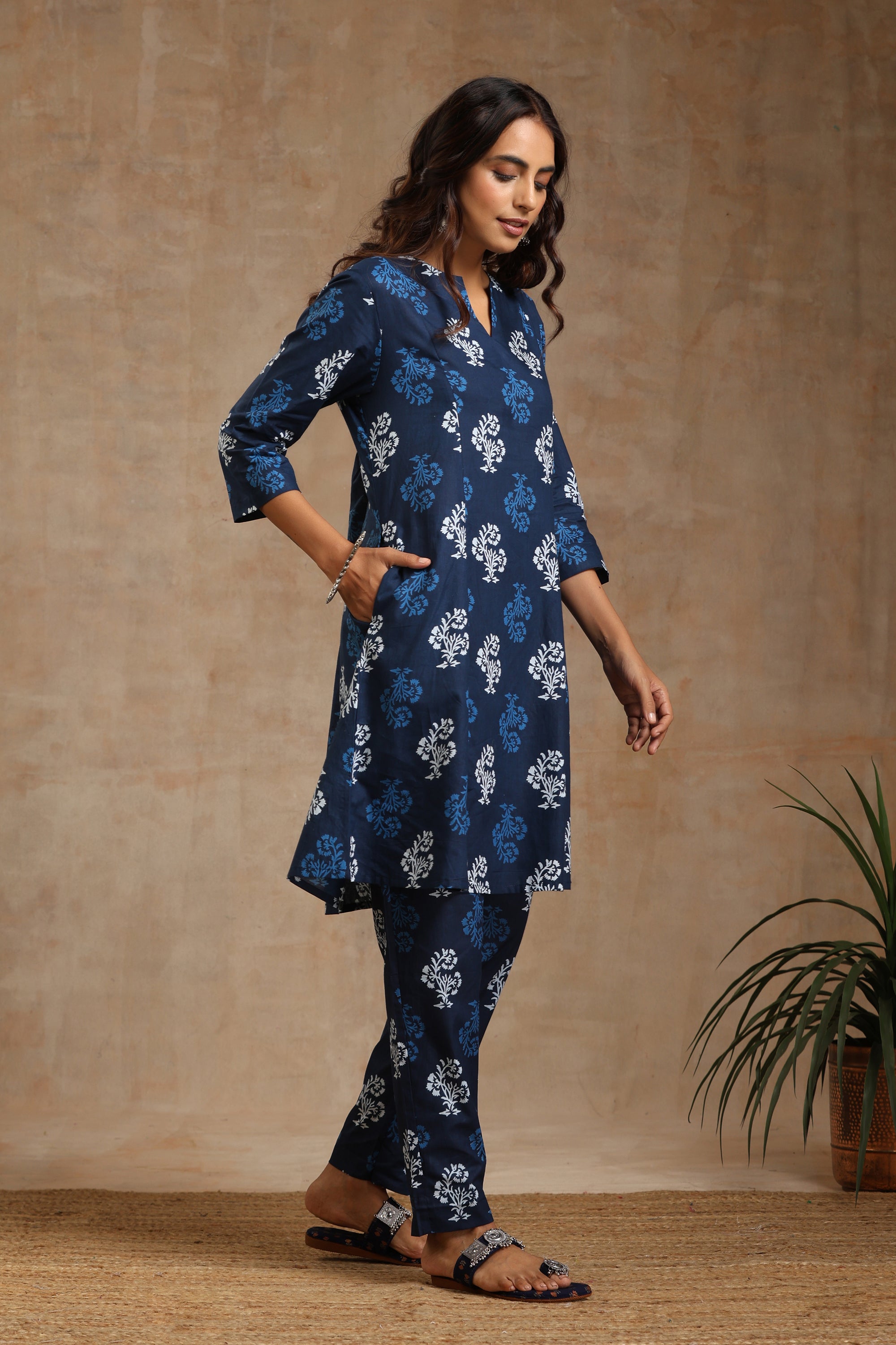Navy Blue Motifs Co-ord Set