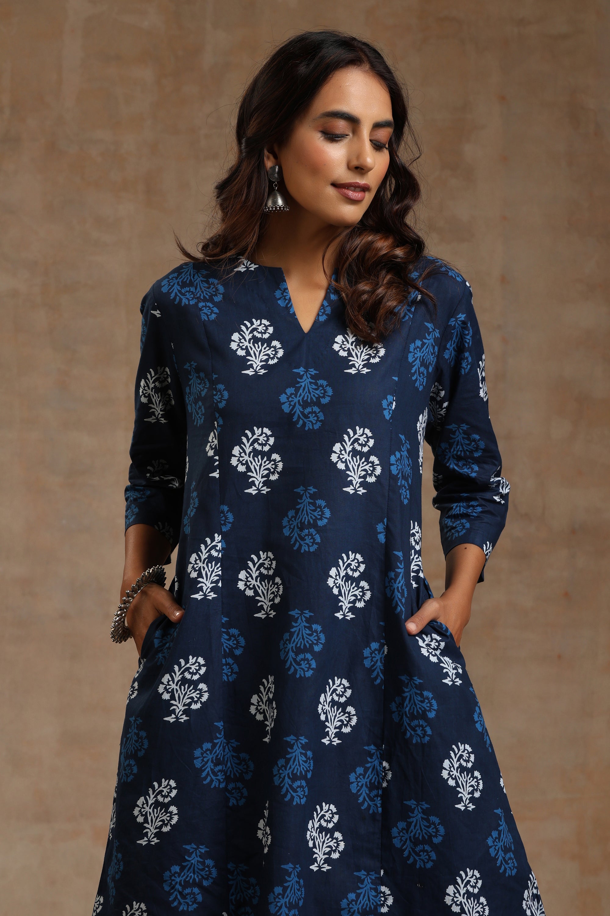 Navy Blue Motifs Co-ord Set