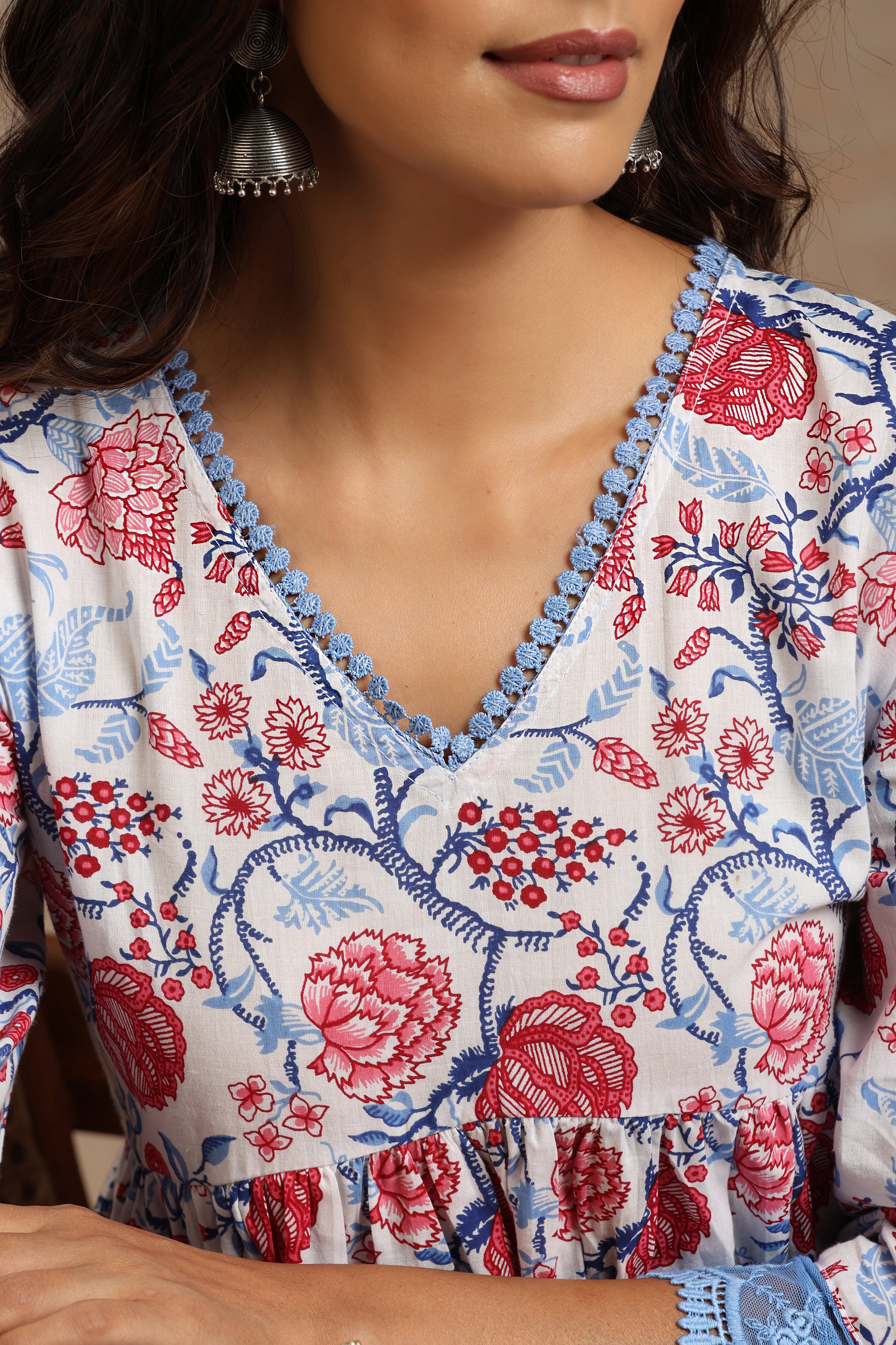 Blue Magnolias Floral Kurta Set of 2