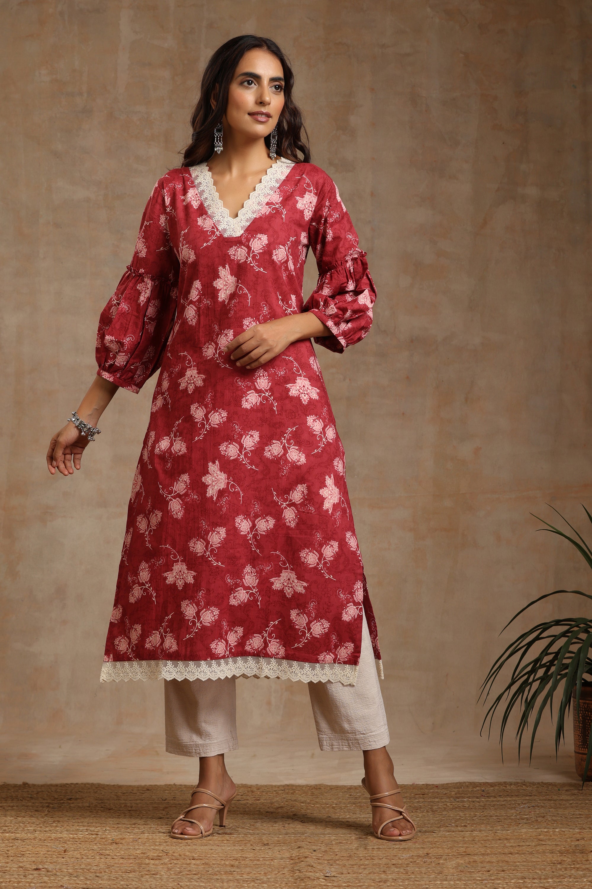 Maroon Rosa Kurta