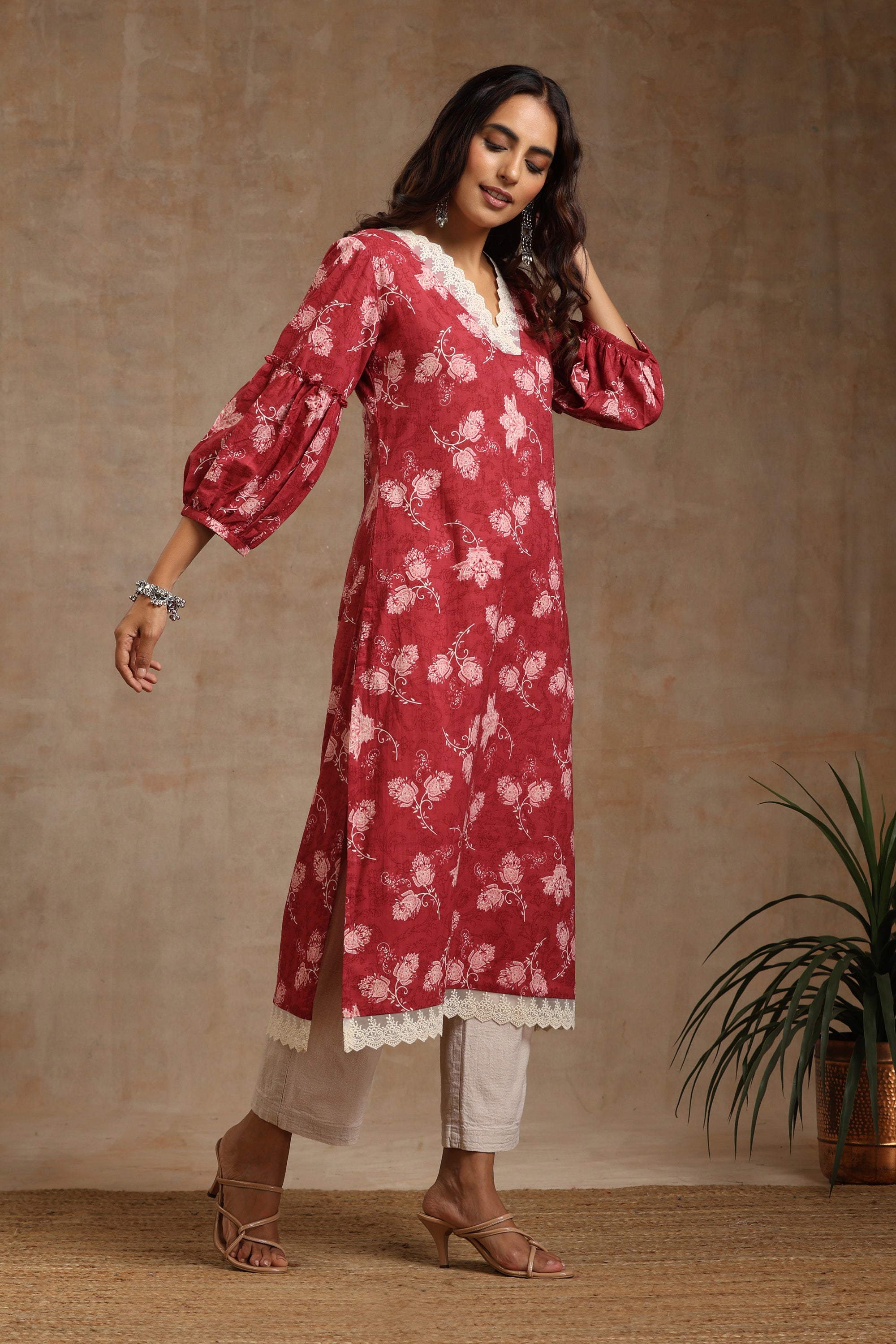 Maroon Rosa Kurta