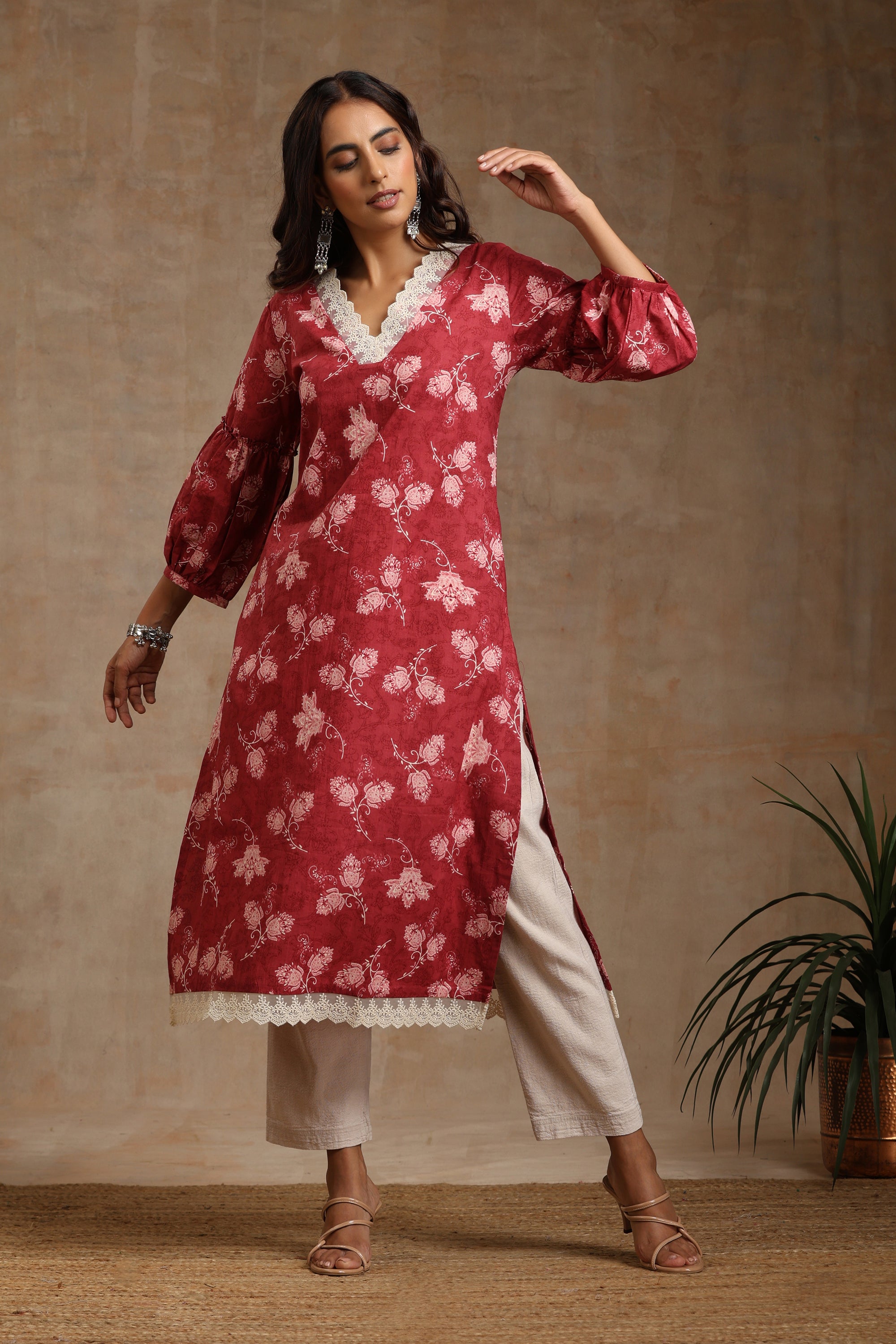 Maroon Rosa Kurta