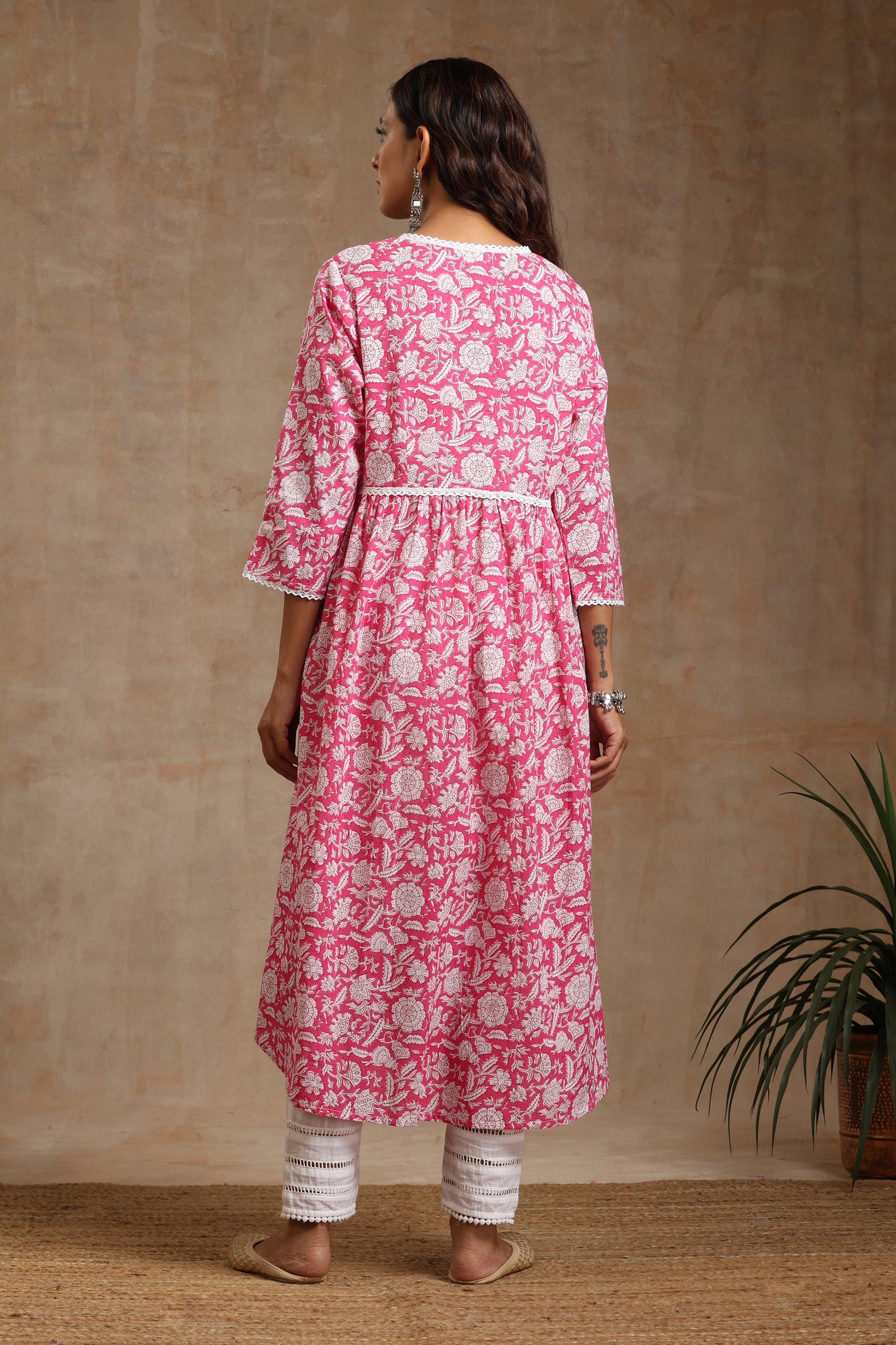Pink Petunia Gathered Kurta Set of 2