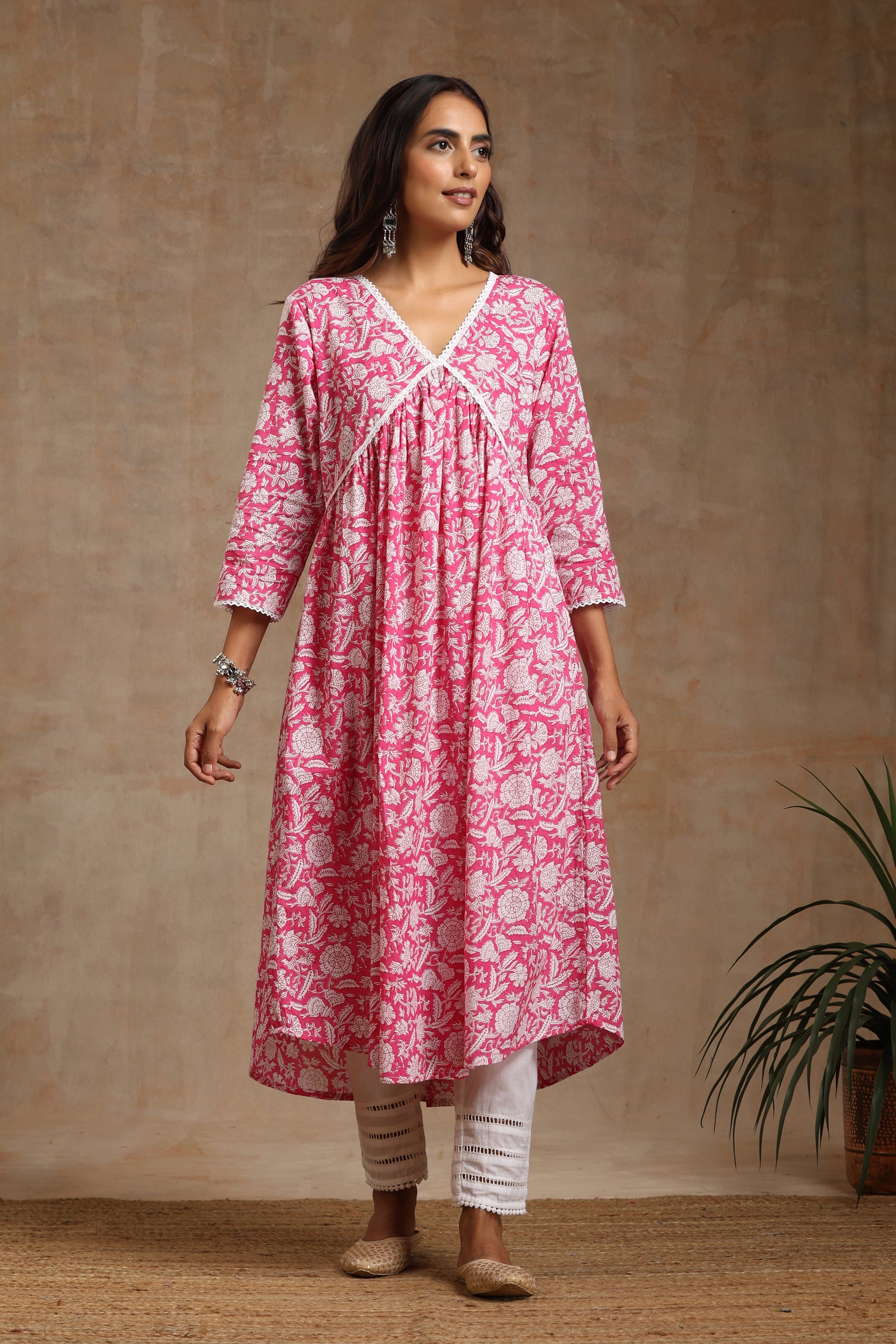 Pink Petunia Gathered Kurta Set of 2