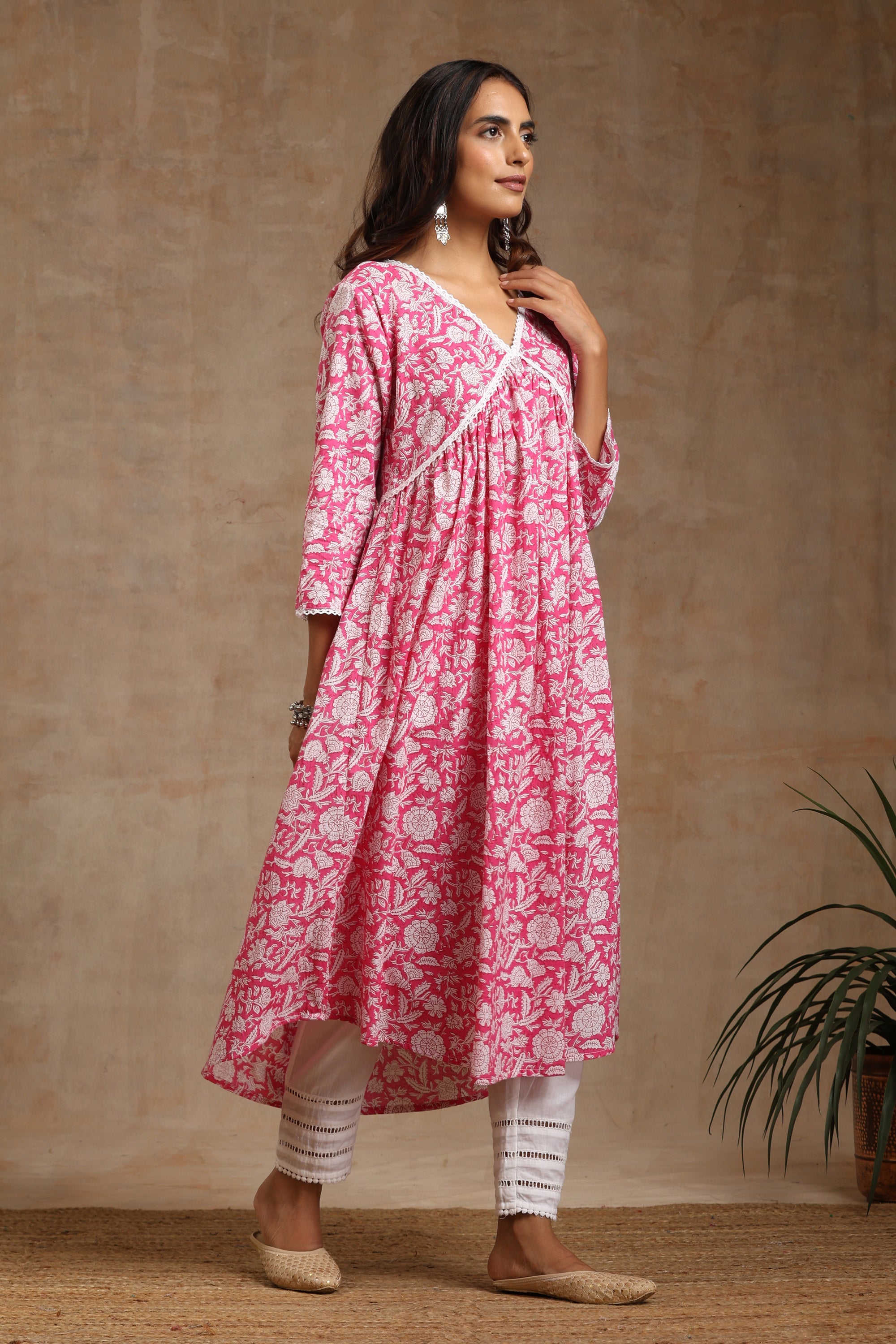 Pink Petunia Gathered Kurta Set of 2