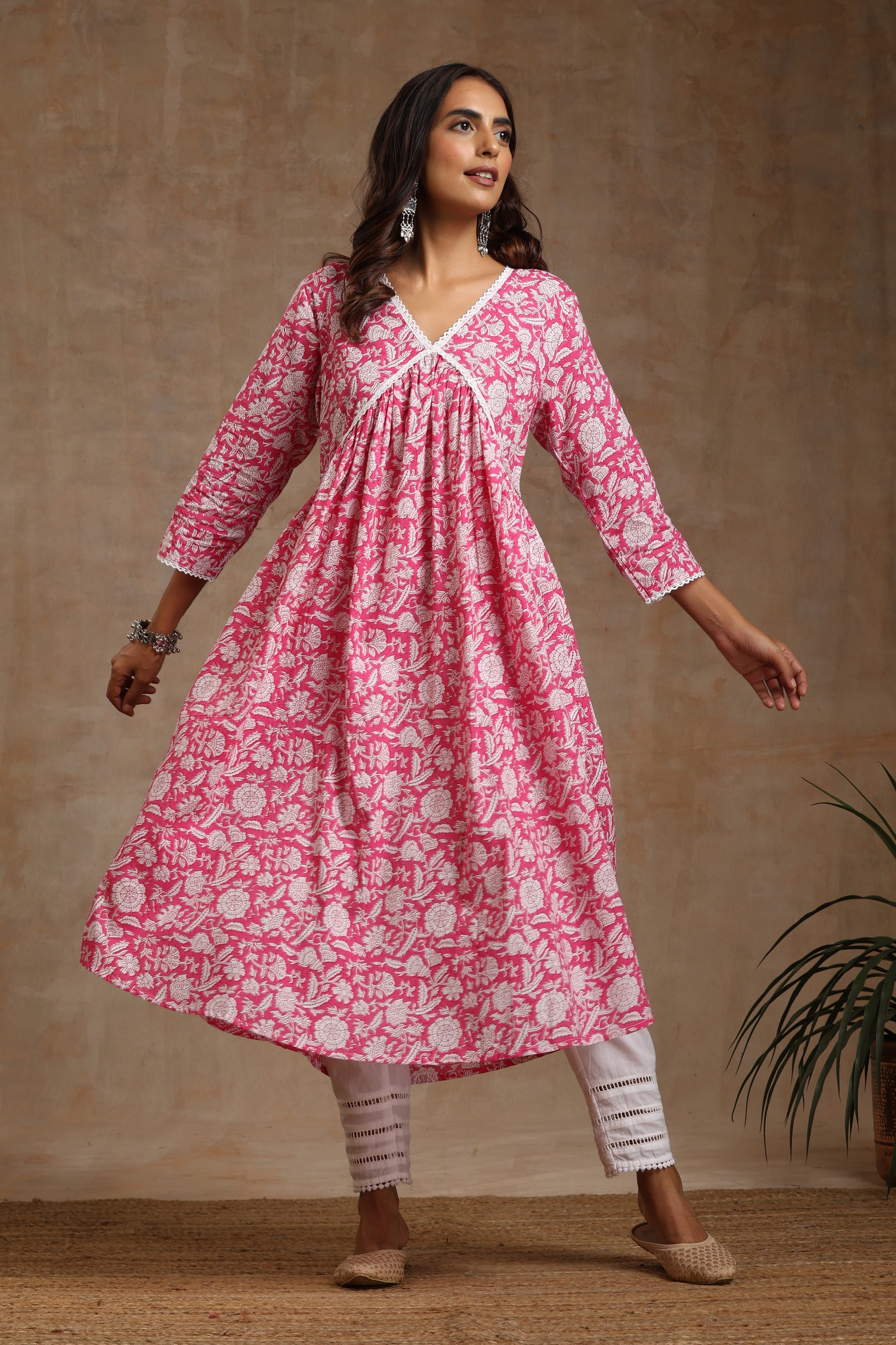 Pink Petunia Gathered Kurta Set of 2