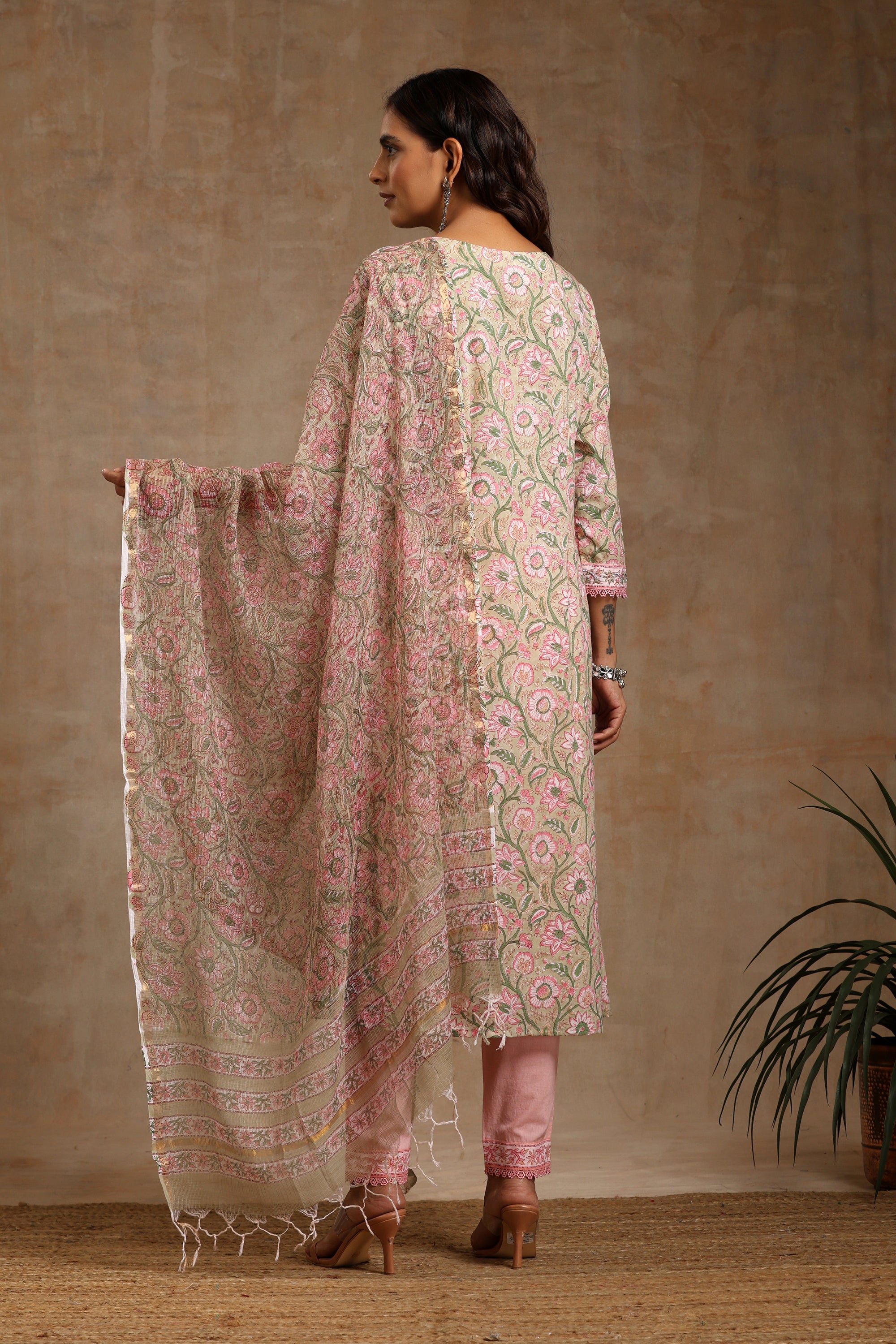 Pink Gardenia Embroidered Kurta Set of 3
