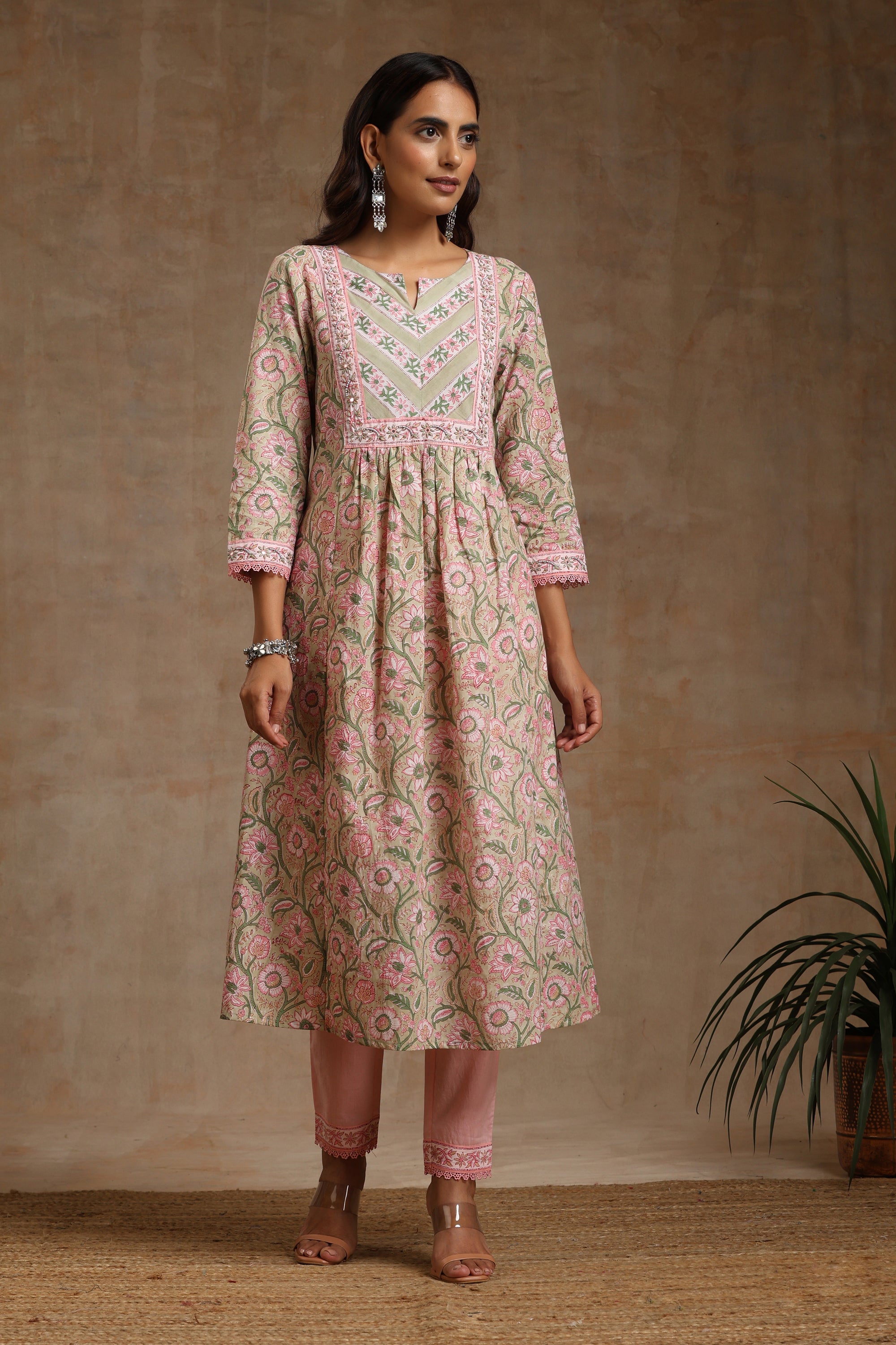 Pink Gardenia Embroidered Kurta Set of 3
