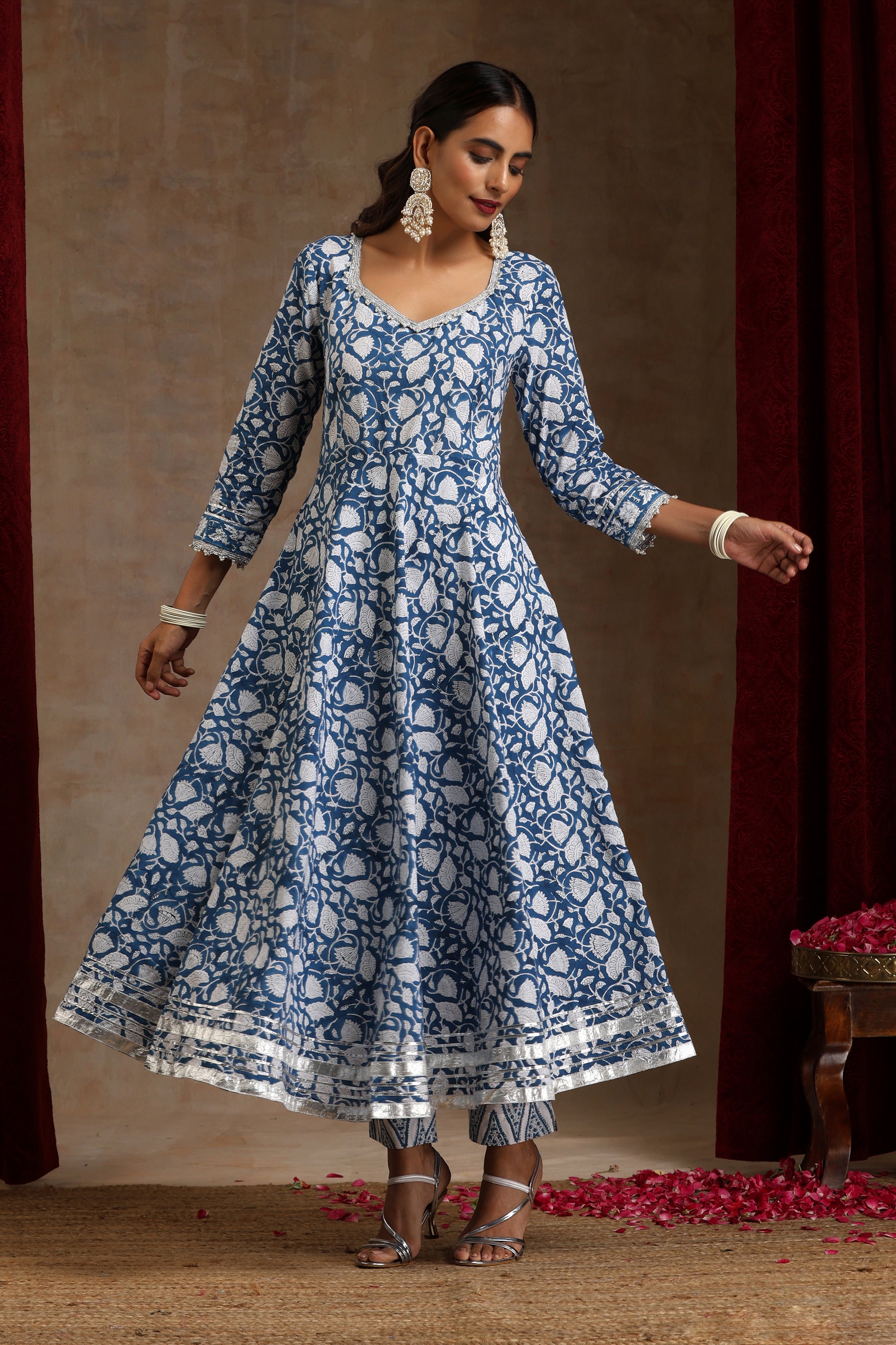 Aegean Blue Anarkali Set of 3
