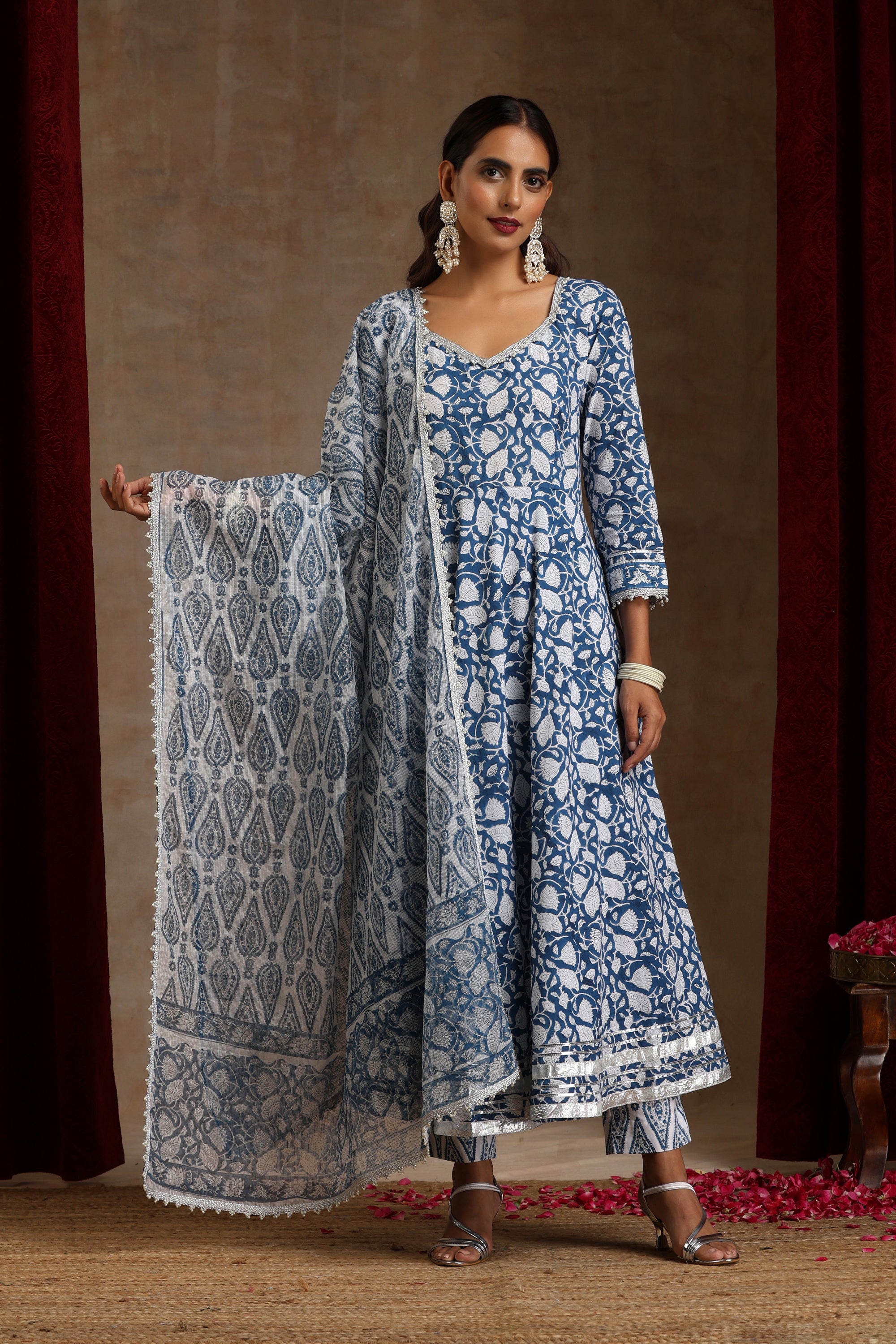 Aegean Blue Anarkali Set of 3