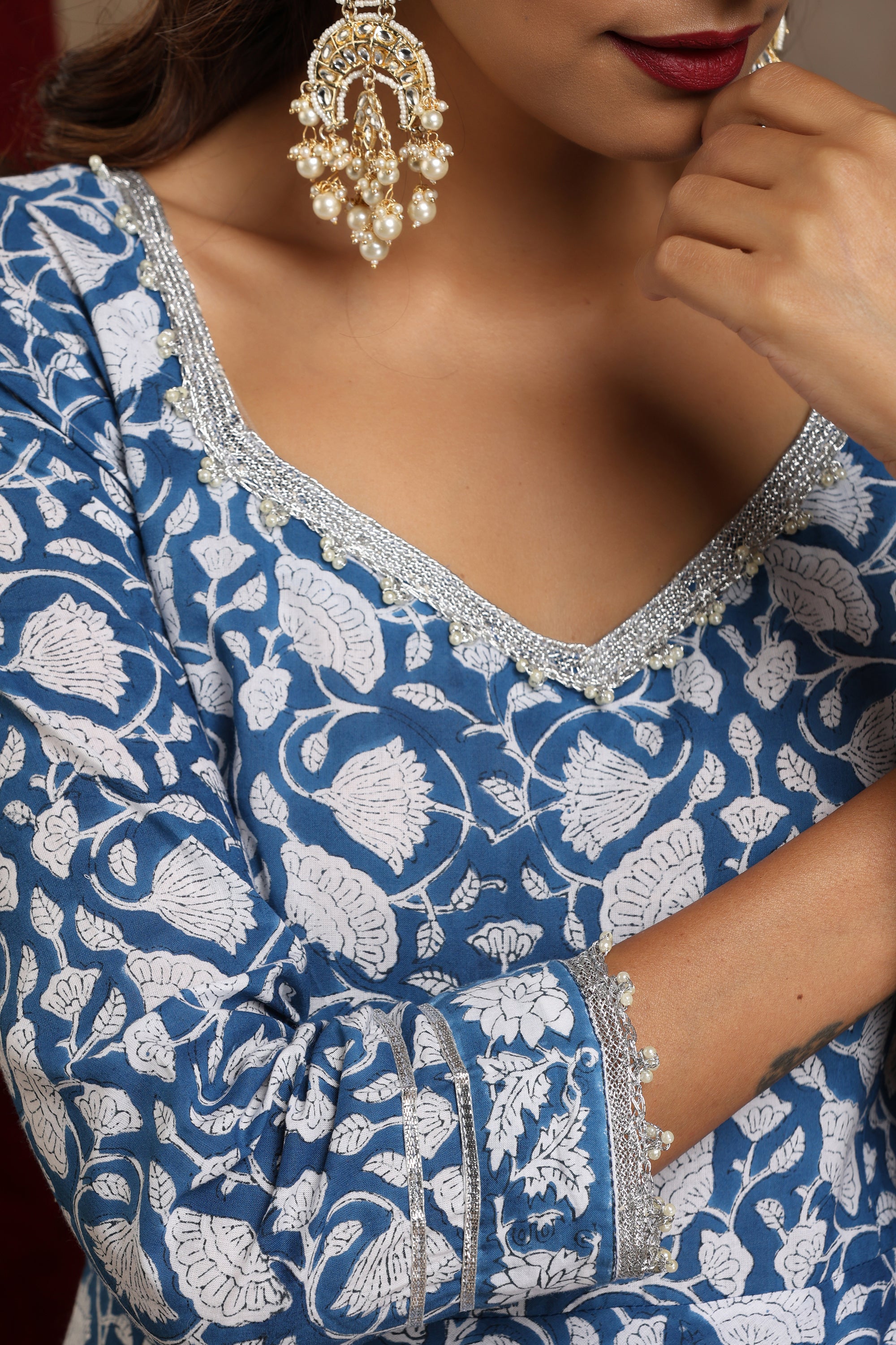 Aegean Blue Anarkali Set of 3