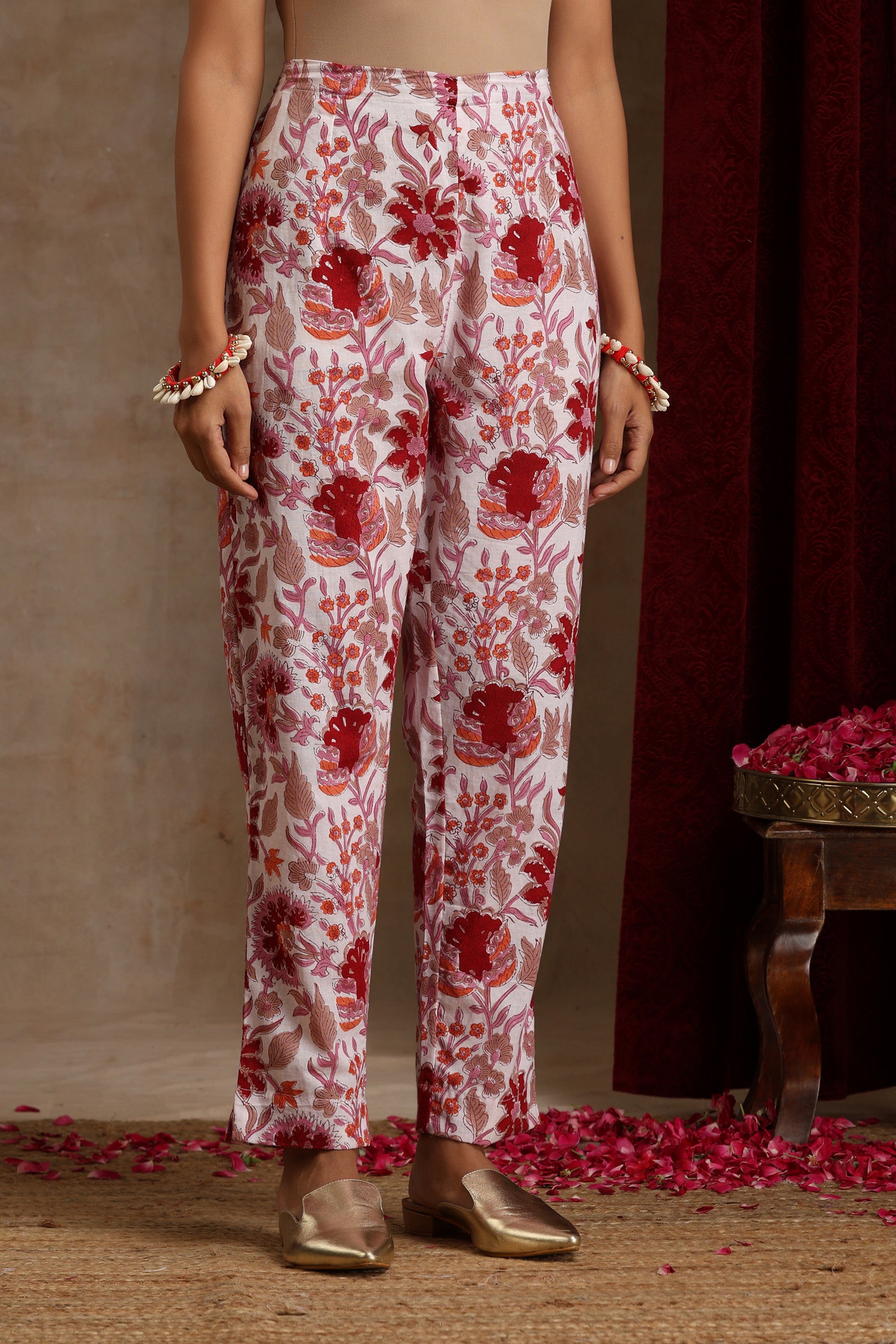 Red Scarlet Floral Anarkali Set of 3