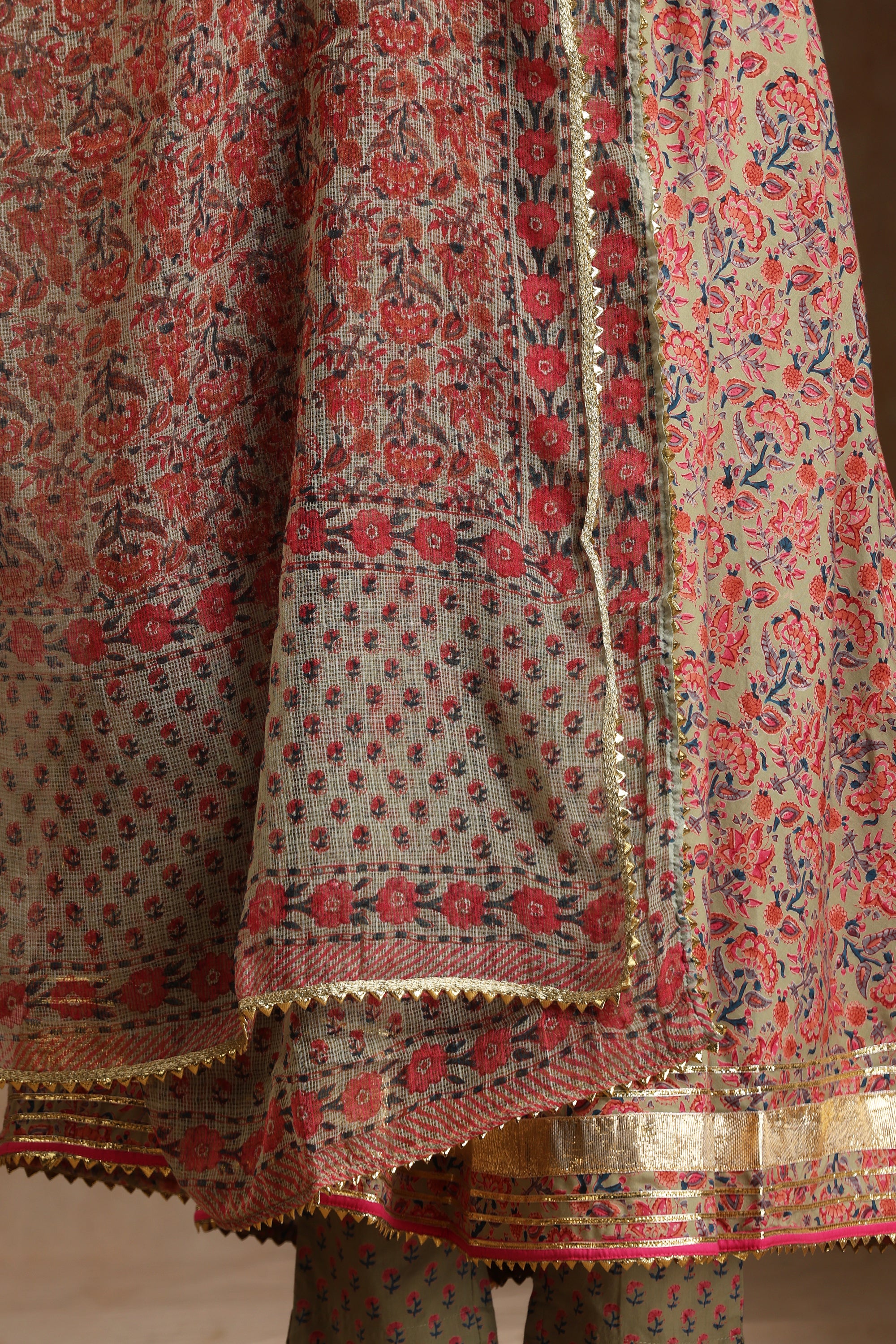 Sage Green Embroidered Anarkali Set of 3