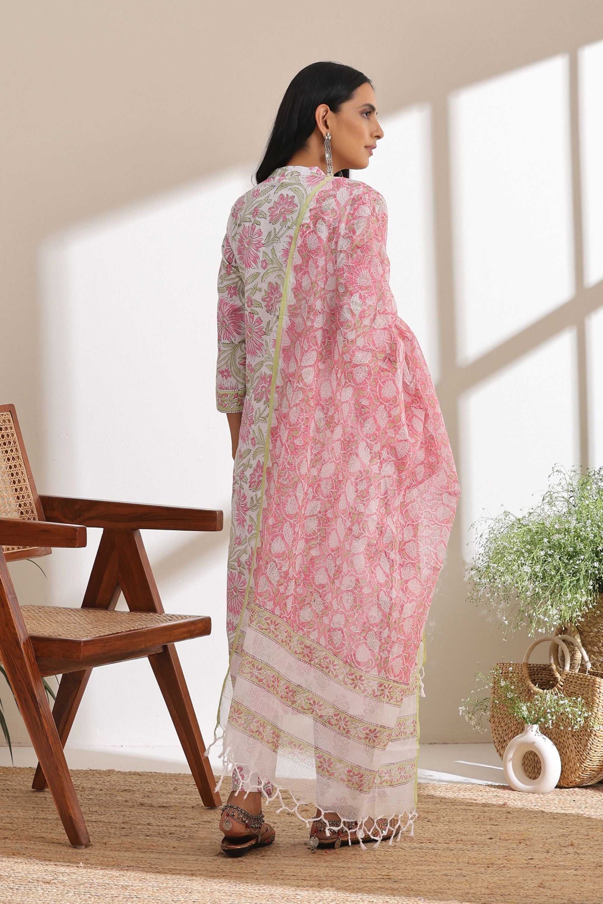 Pink Hibiscus Floral Kurta Set of 2