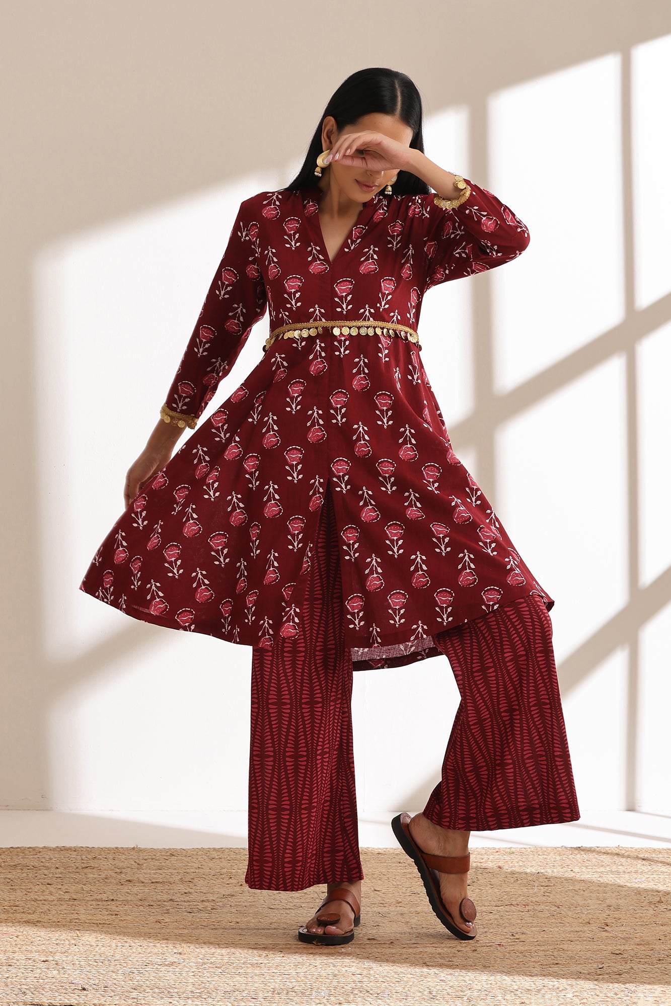 Garnet Rose Kurta Set of 2