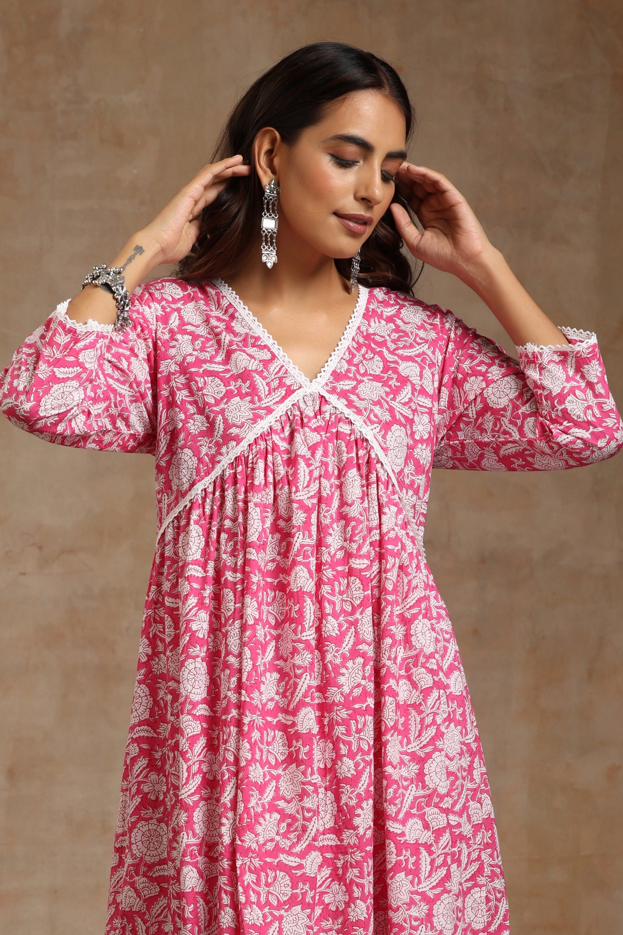 Pink Petunia Gathered Kurta Set of 2