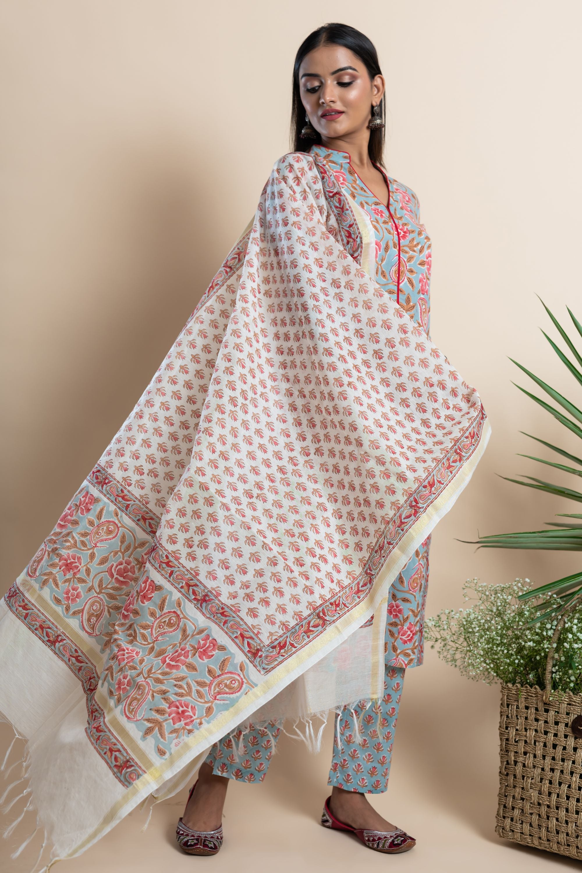 Blue Paisley Kurta Set of 3