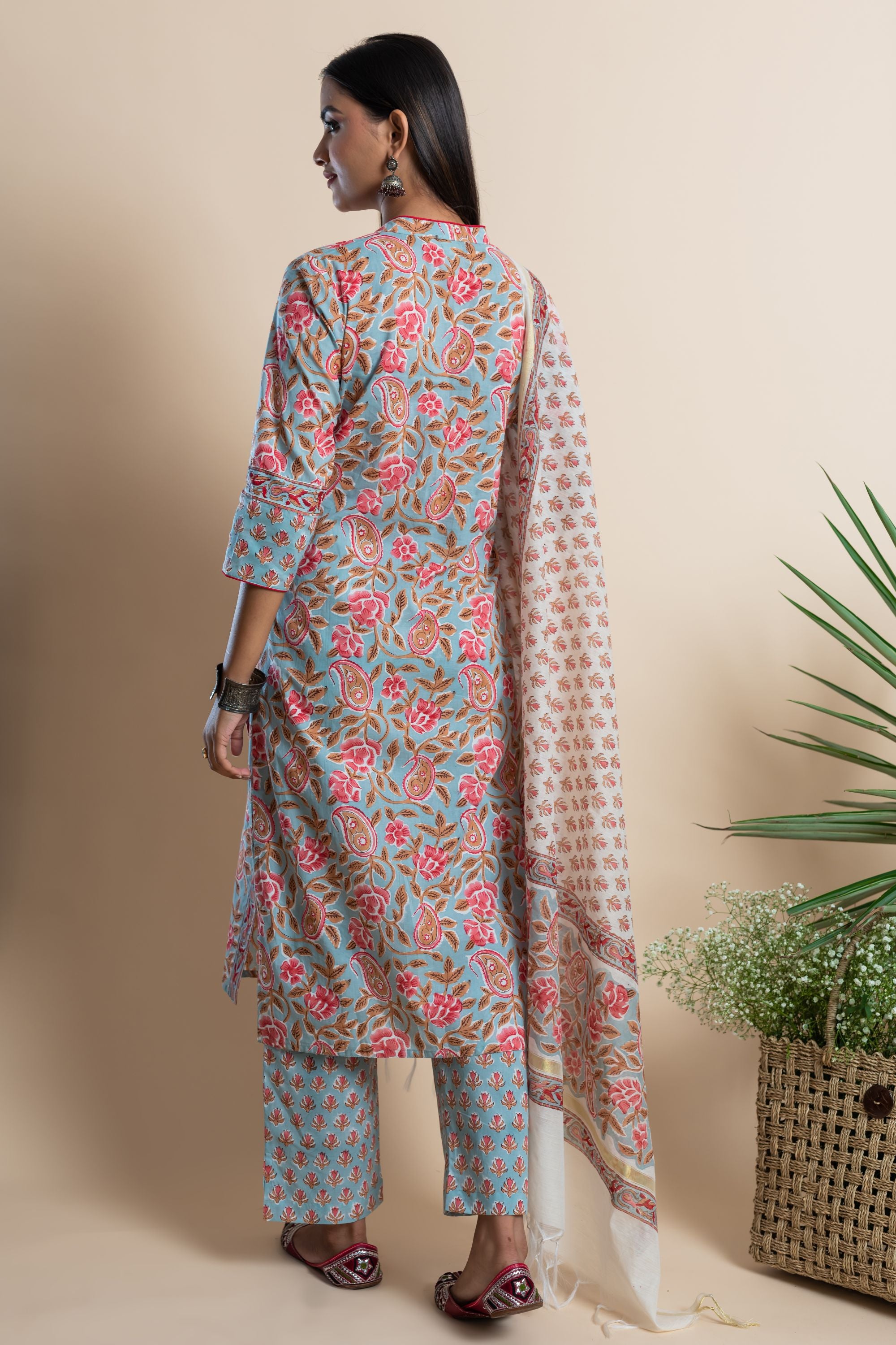 Blue Paisley Kurta Set of 3