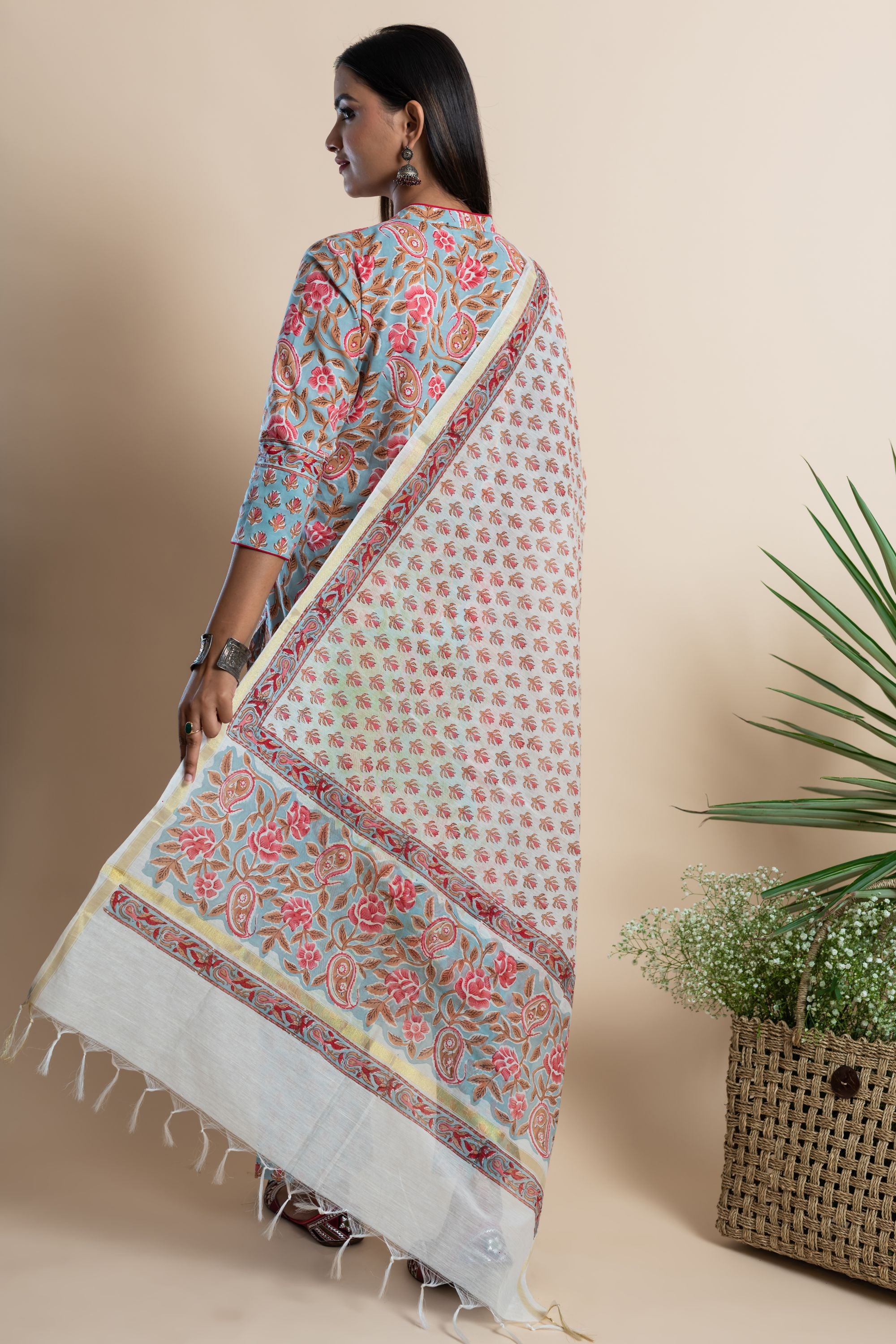 Blue Paisley Kurta Set of 3
