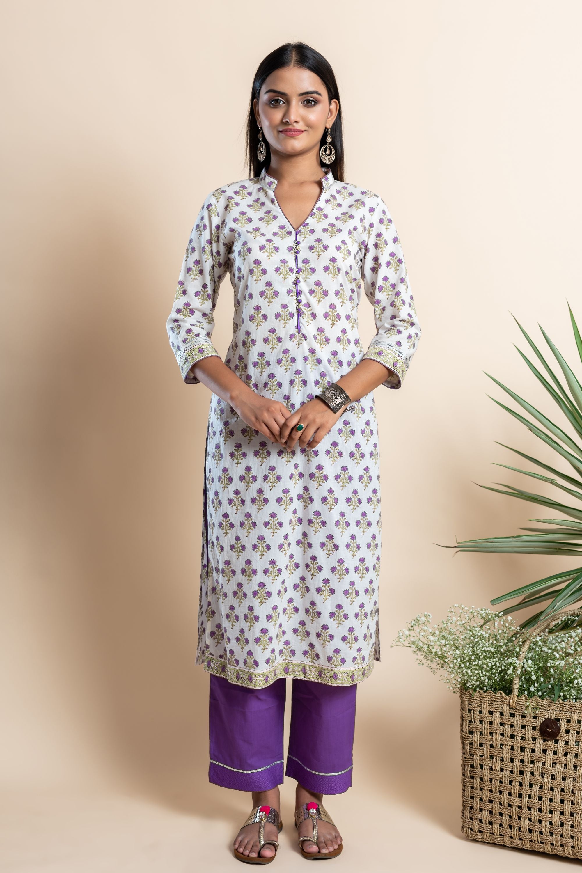 Amethyst Purple Booti Kurta Set of 2
