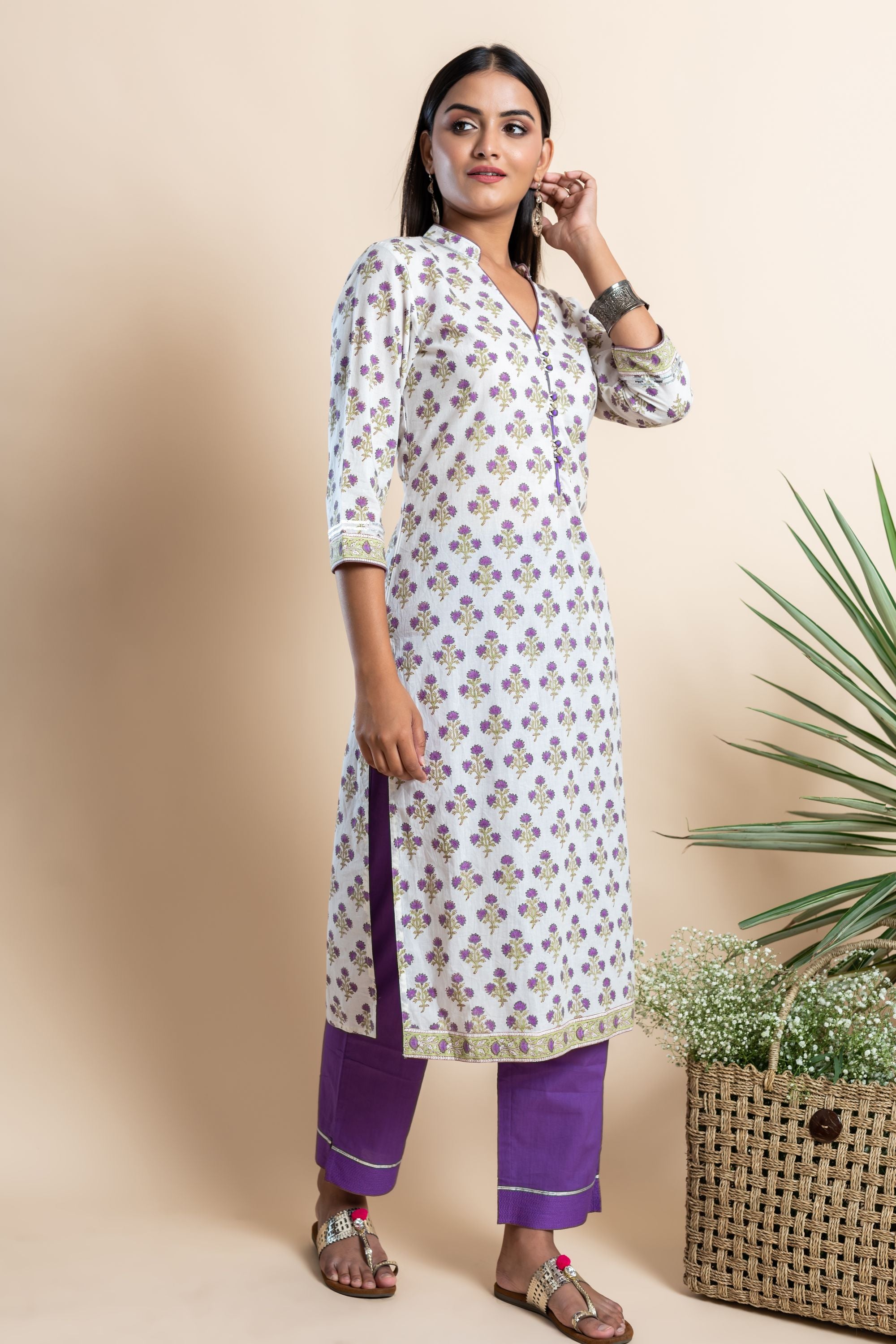Amethyst Purple Booti Kurta Set of 2
