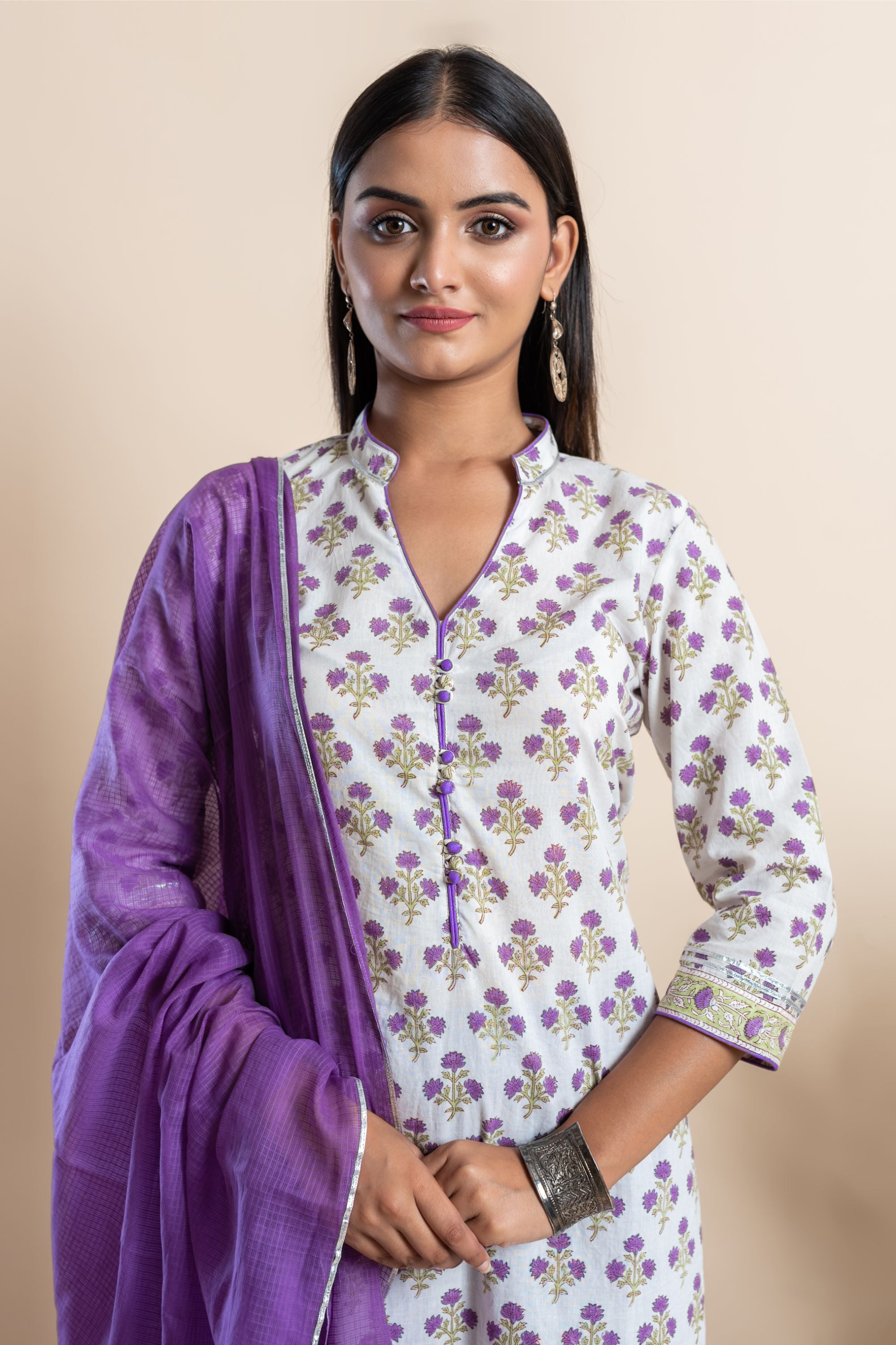Amethyst Purple Booti Kurta Set of 3
