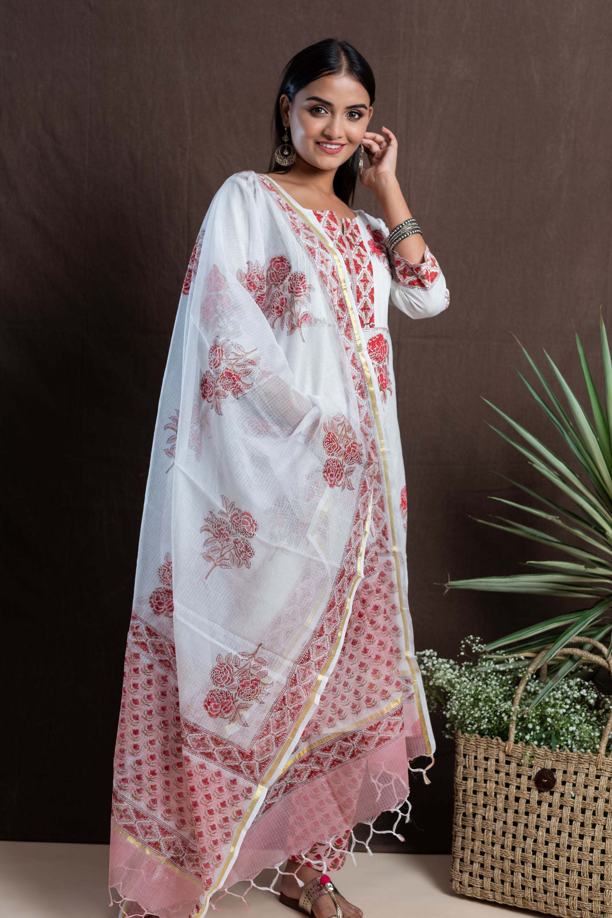 Rose Bloom Pintuck Kurta Set of 3