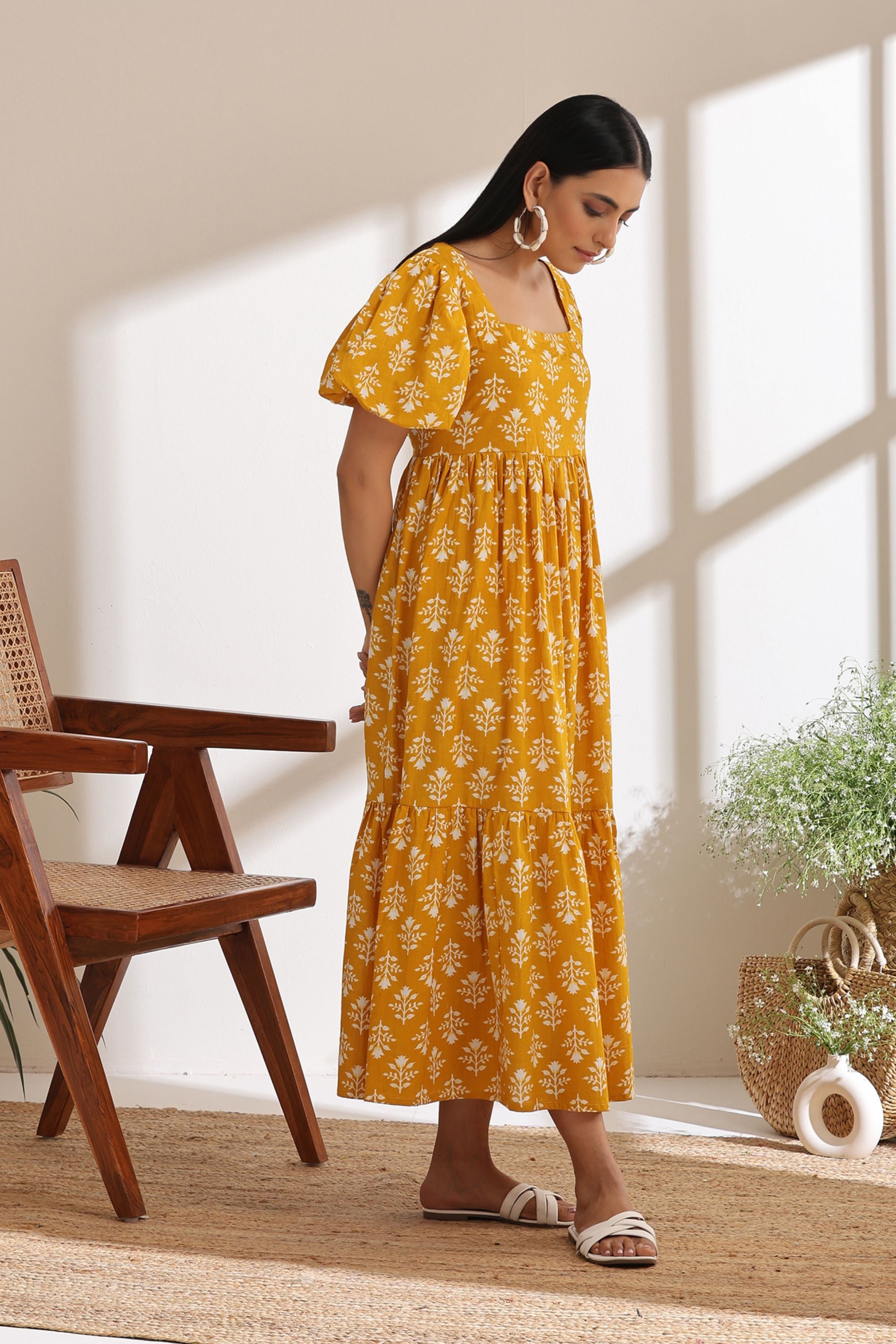 Charlotte Yellow Tiered Dress