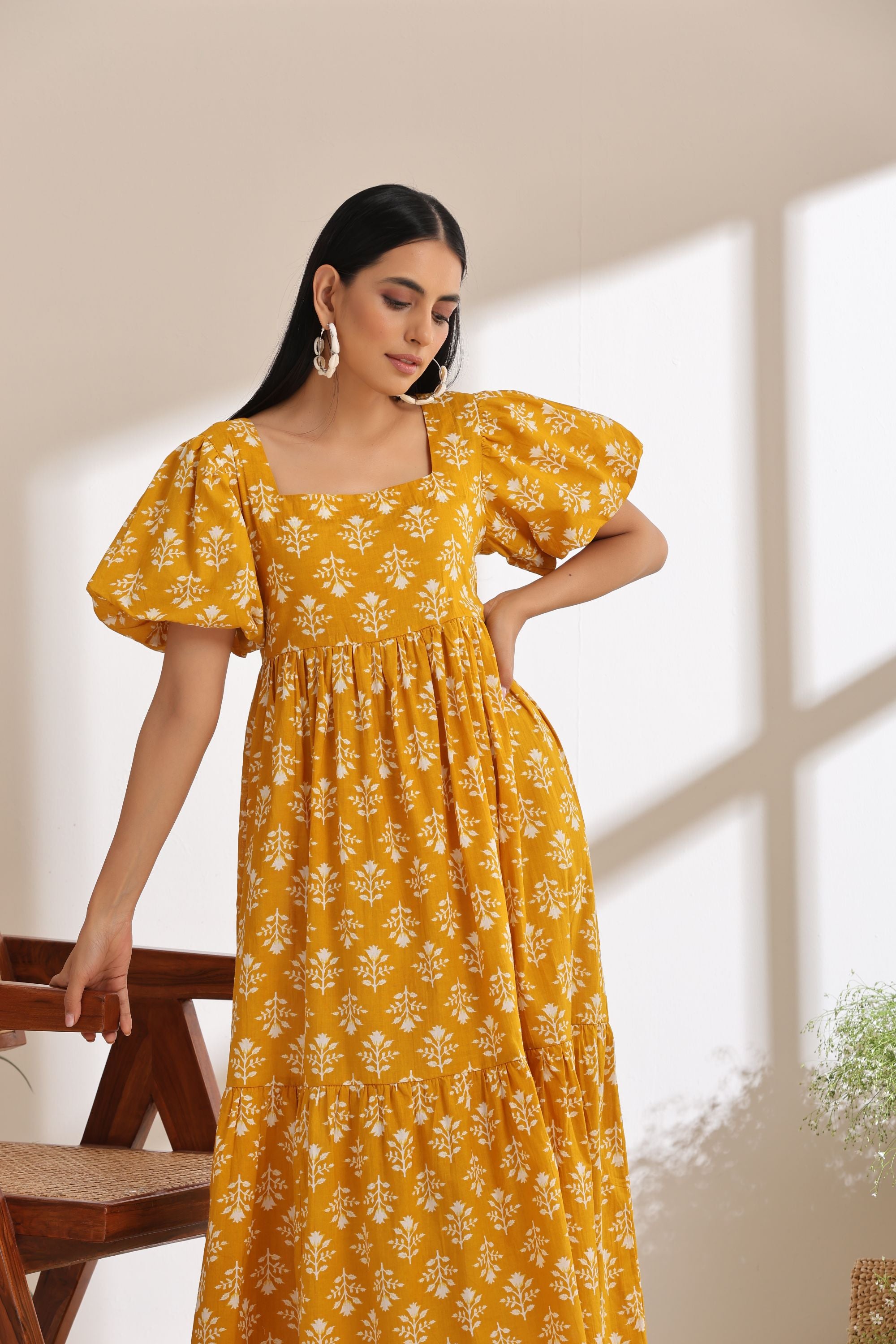 Charlotte Yellow Tiered Dress