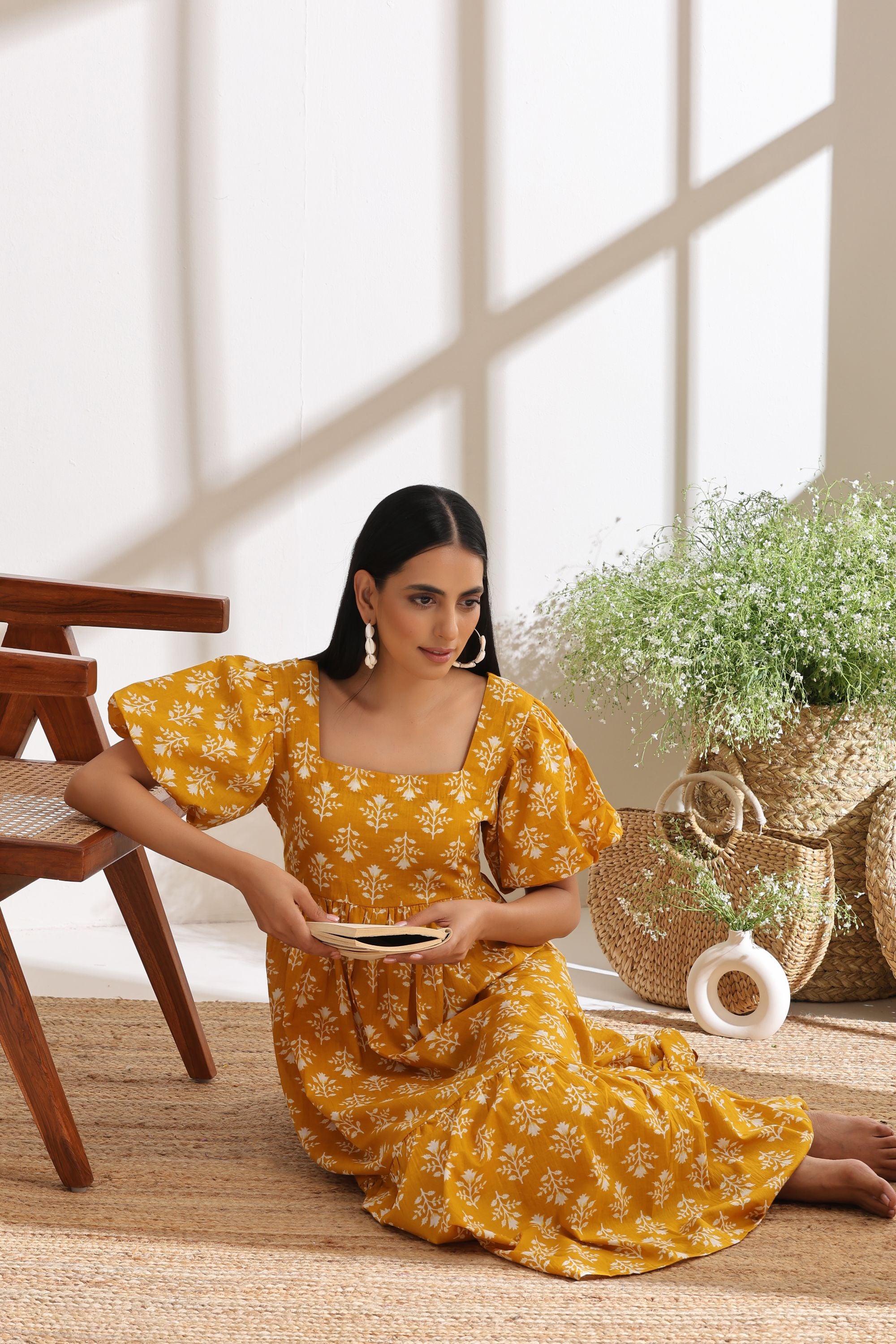 Charlotte Yellow Tiered Dress