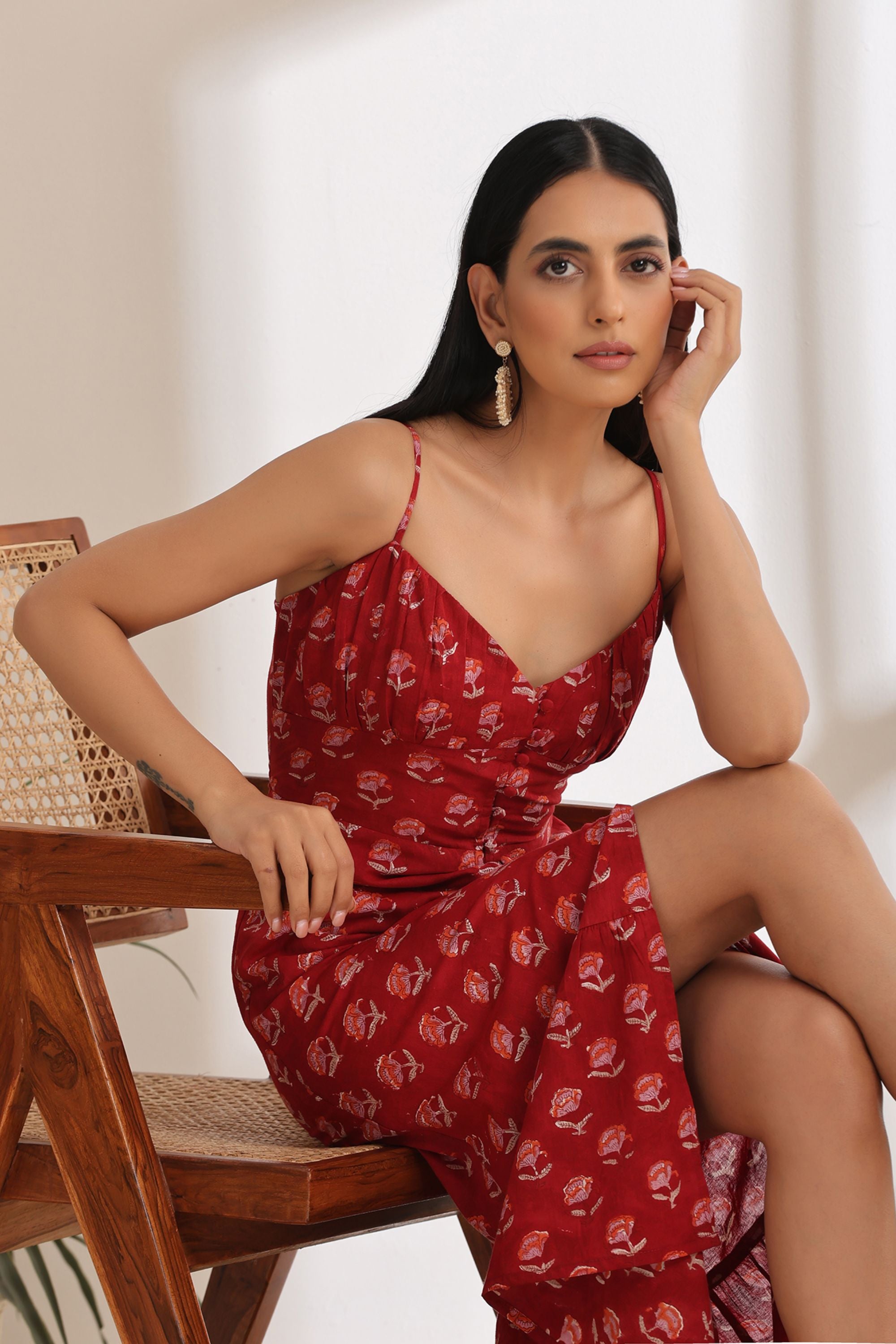 Isabel Red Midi Dress