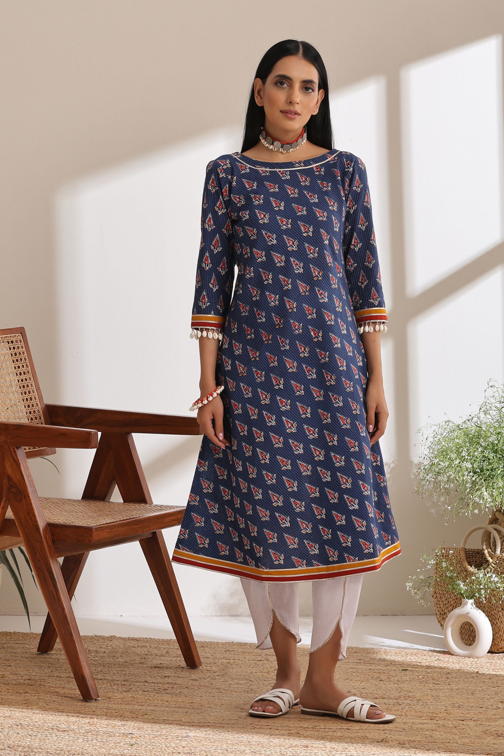 Oxford Blue Kantha Kurta Set of 2