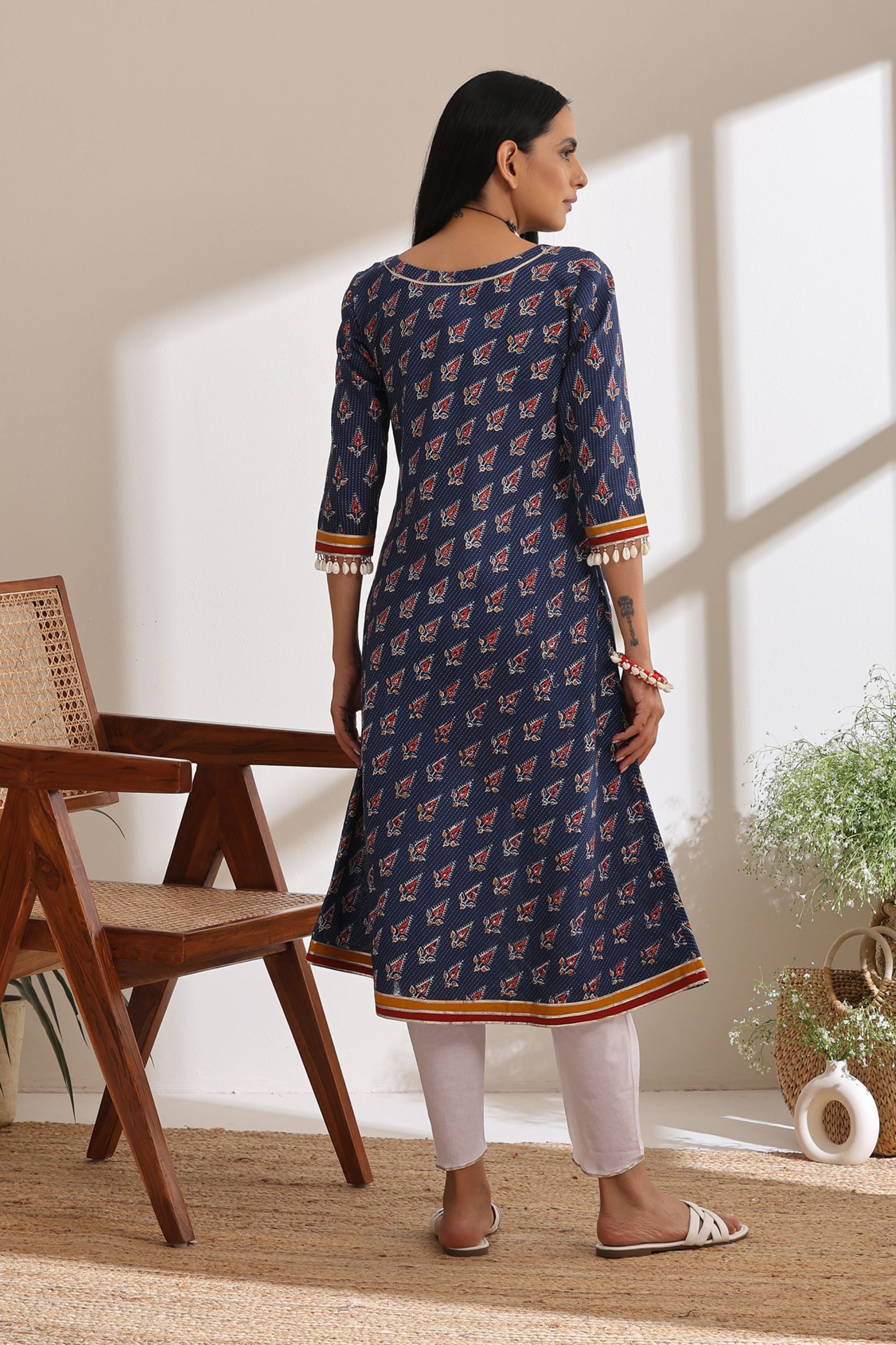 Oxford Blue Kantha Kurta Set of 2