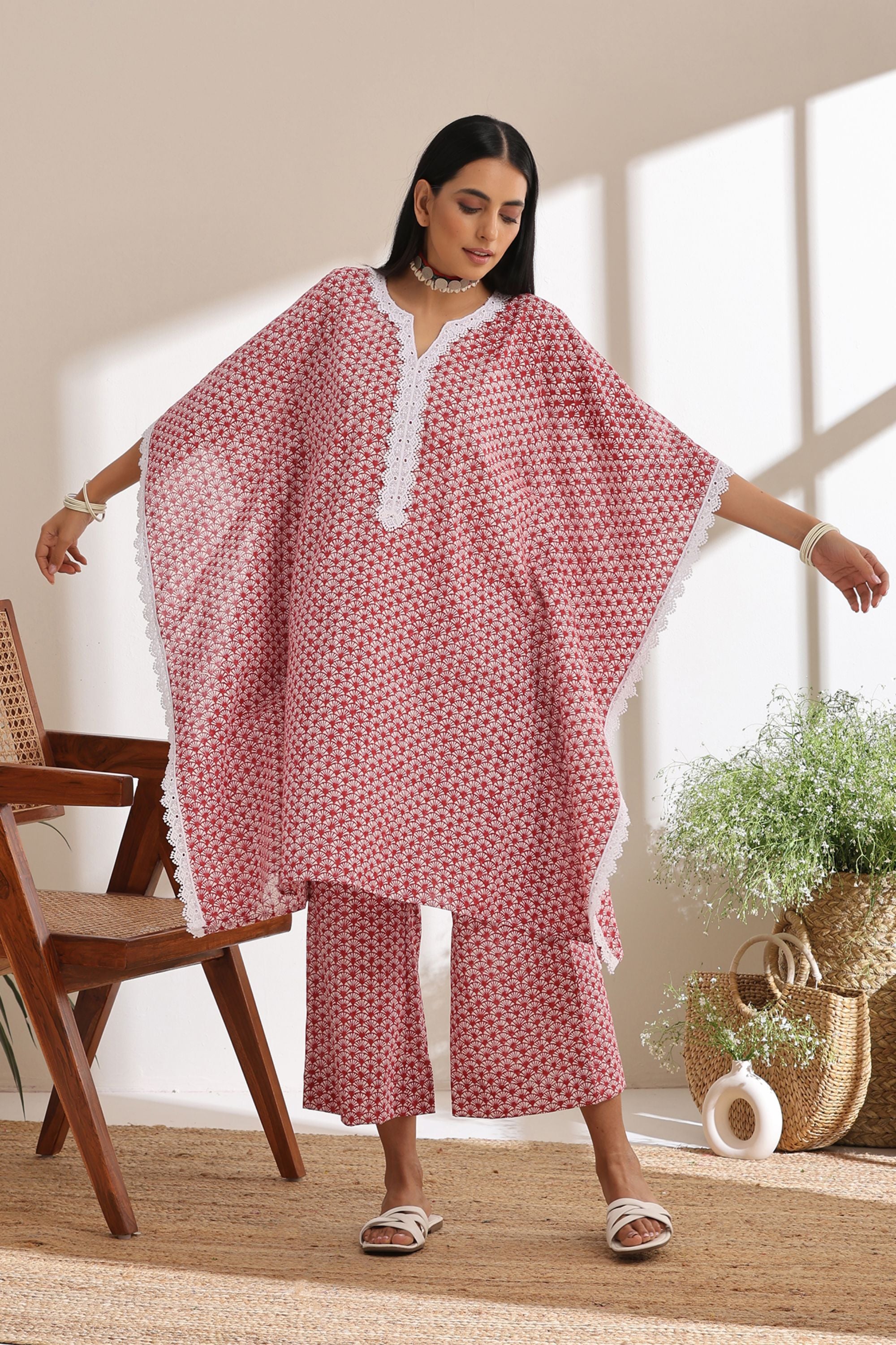Ruby Red Kaftan Set of 2