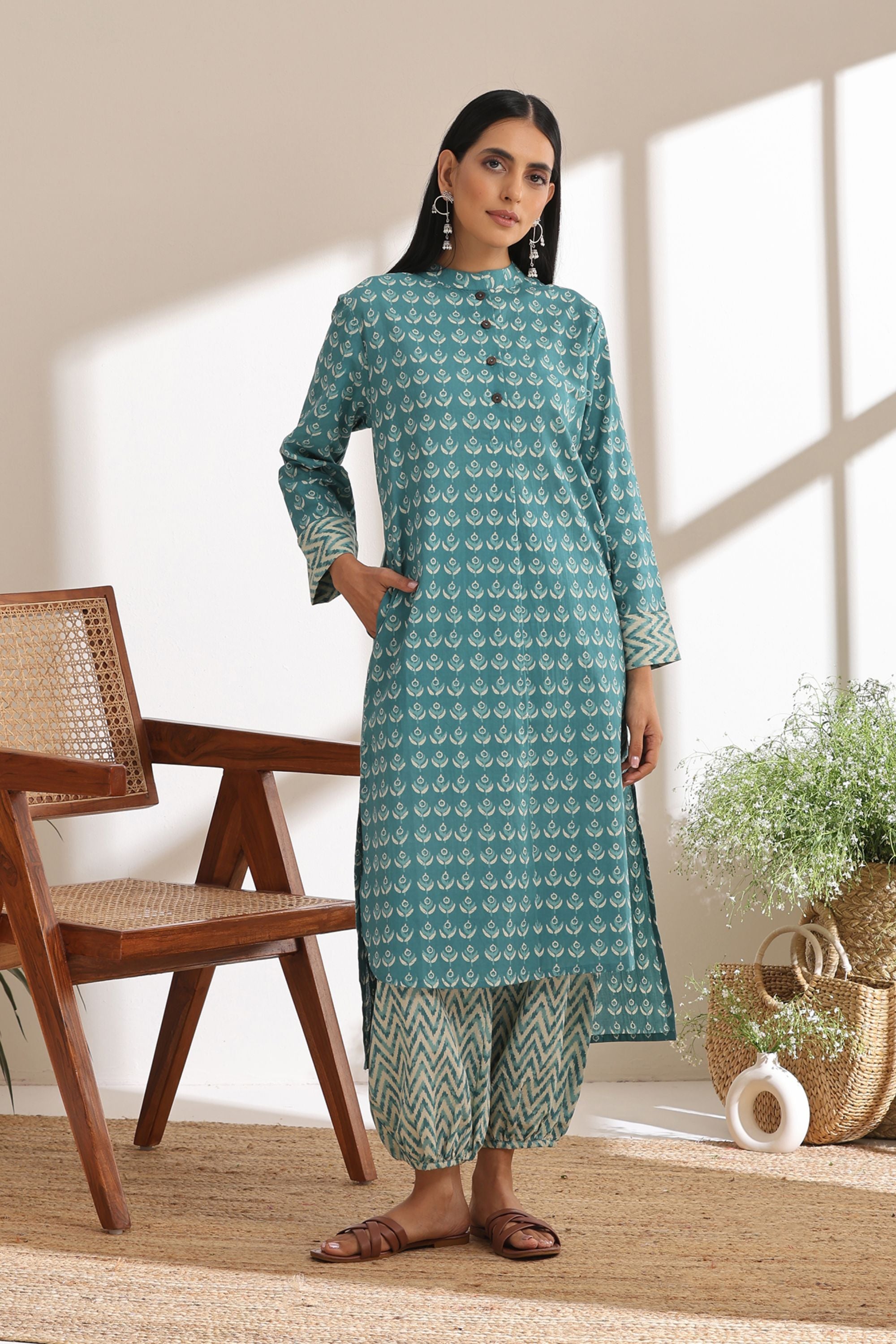 Ava Teal Kurta Set of 2