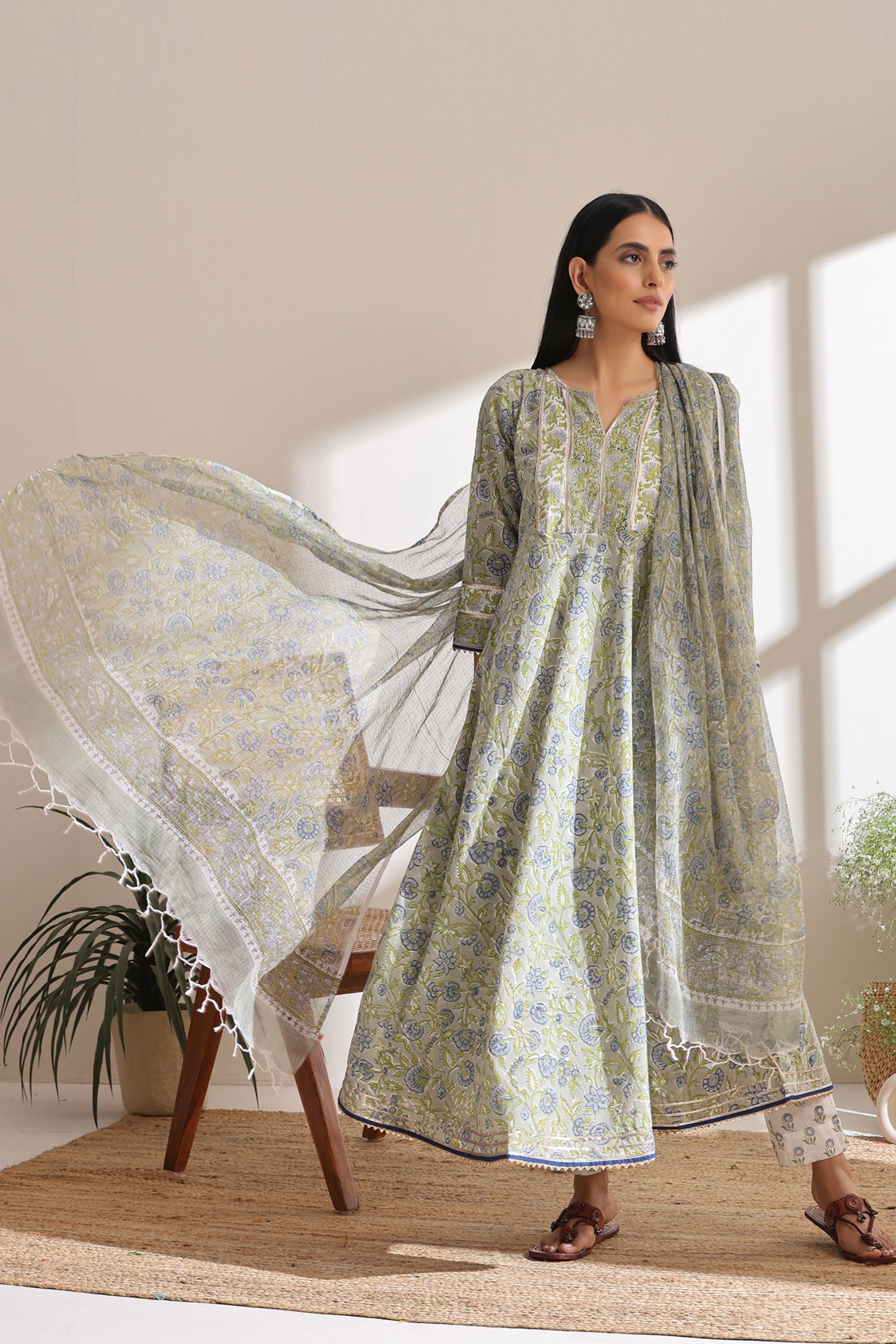 Fern Green Anarkali Set of 3