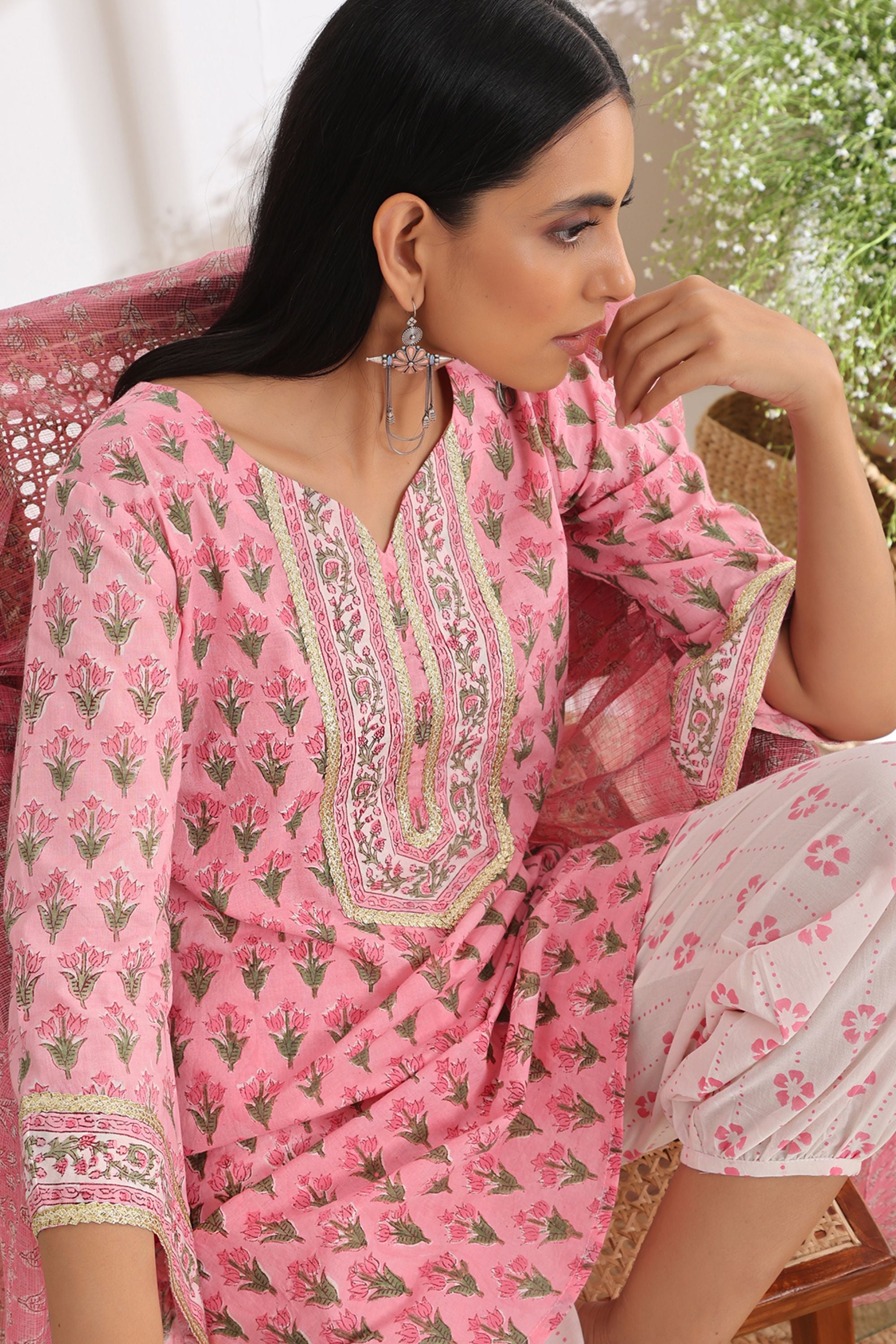 Taffy Pink Short Kurta Set of 3