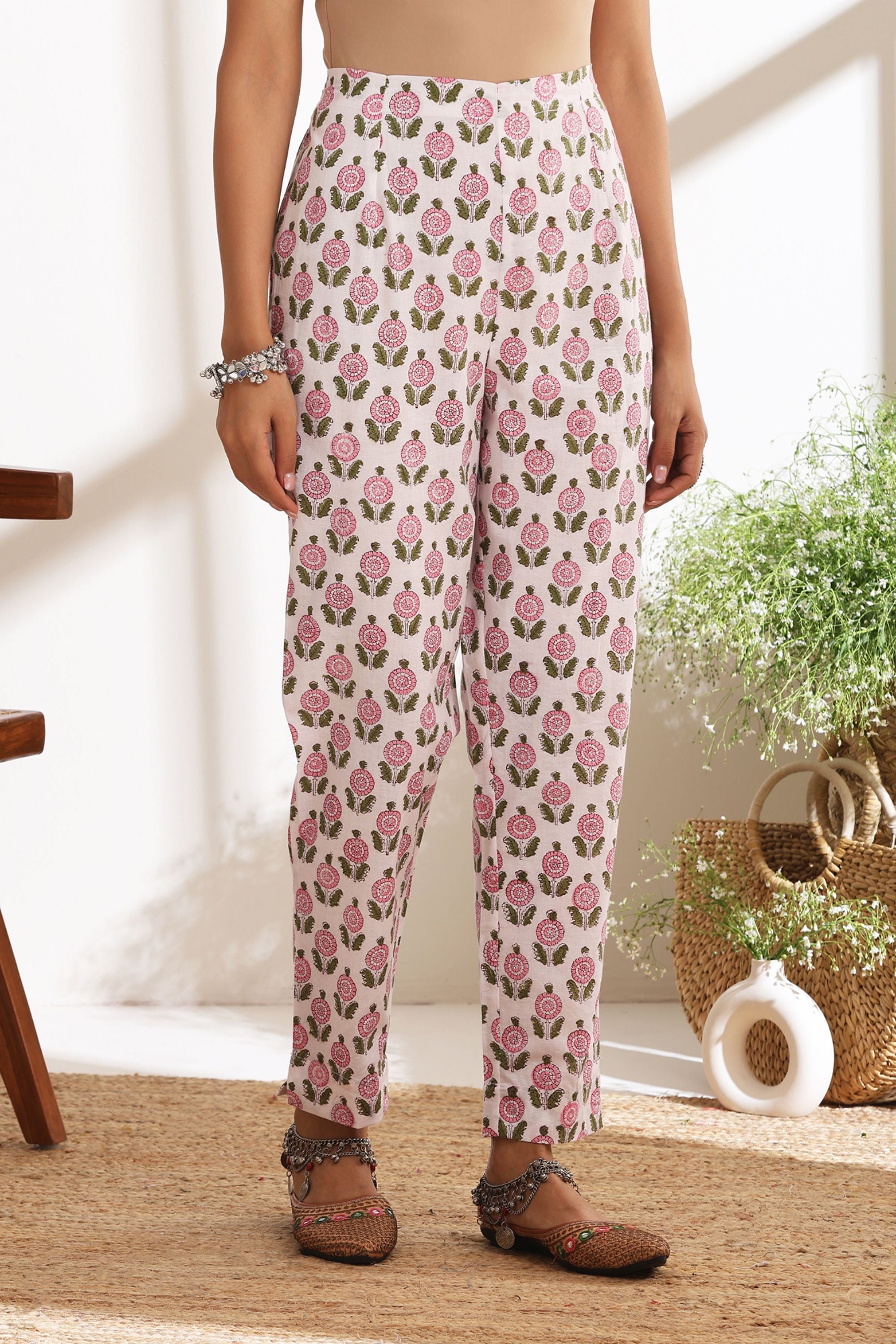 Primrose Pink Gathered Mirrorwork Kurta Set of 3