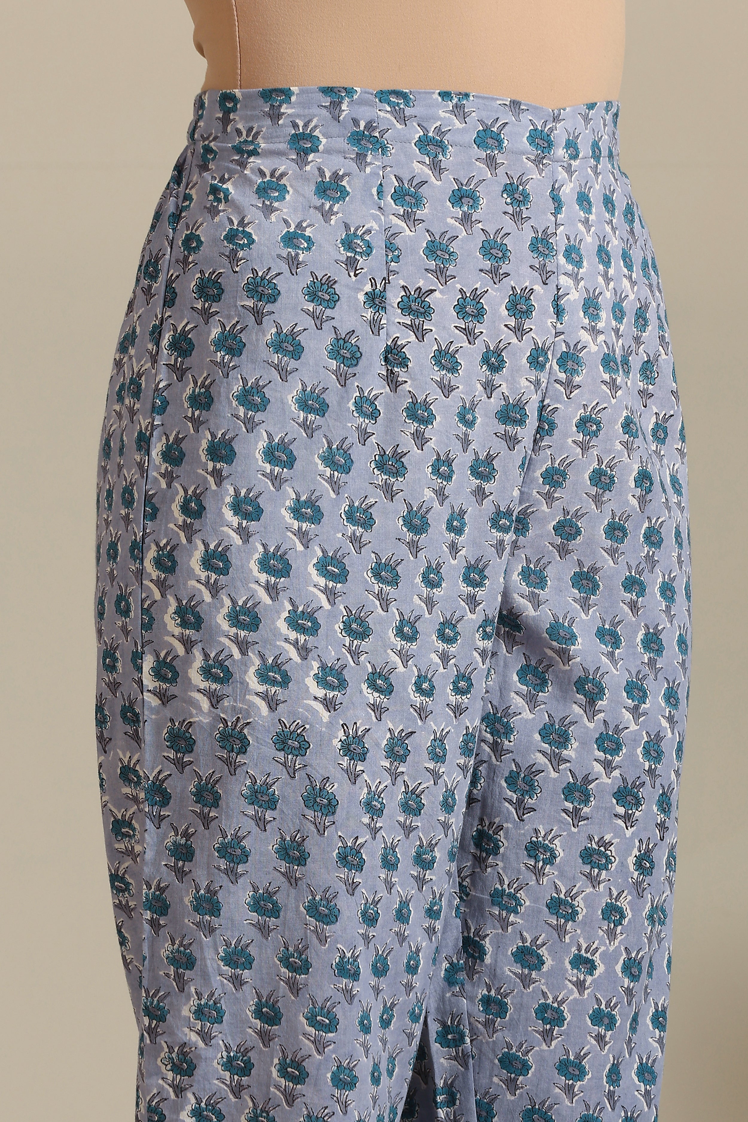 Grey Aquamarine Embroidered Anarkali Set of 3
