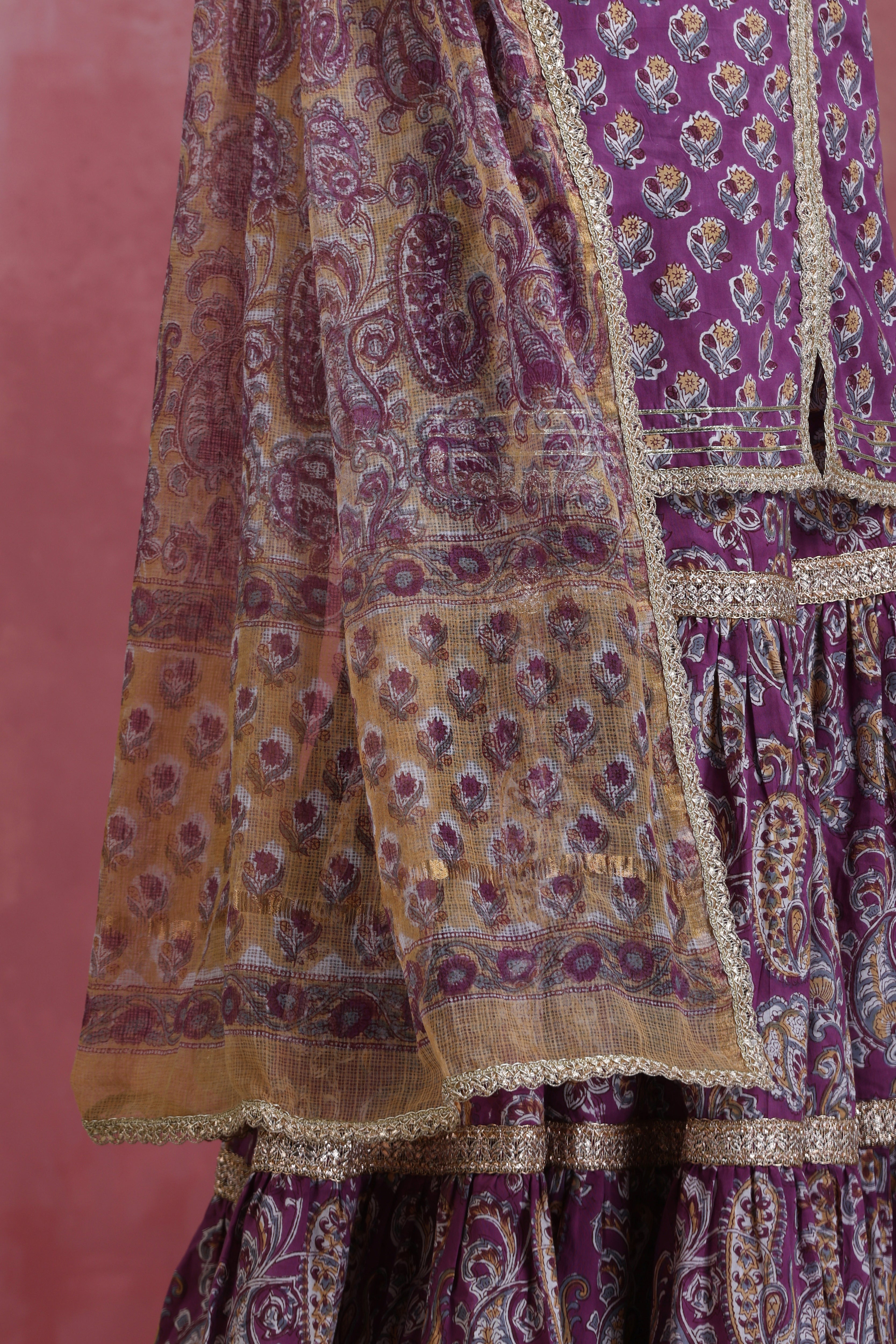 Purple Lylah Tiered Sharara Set of 3