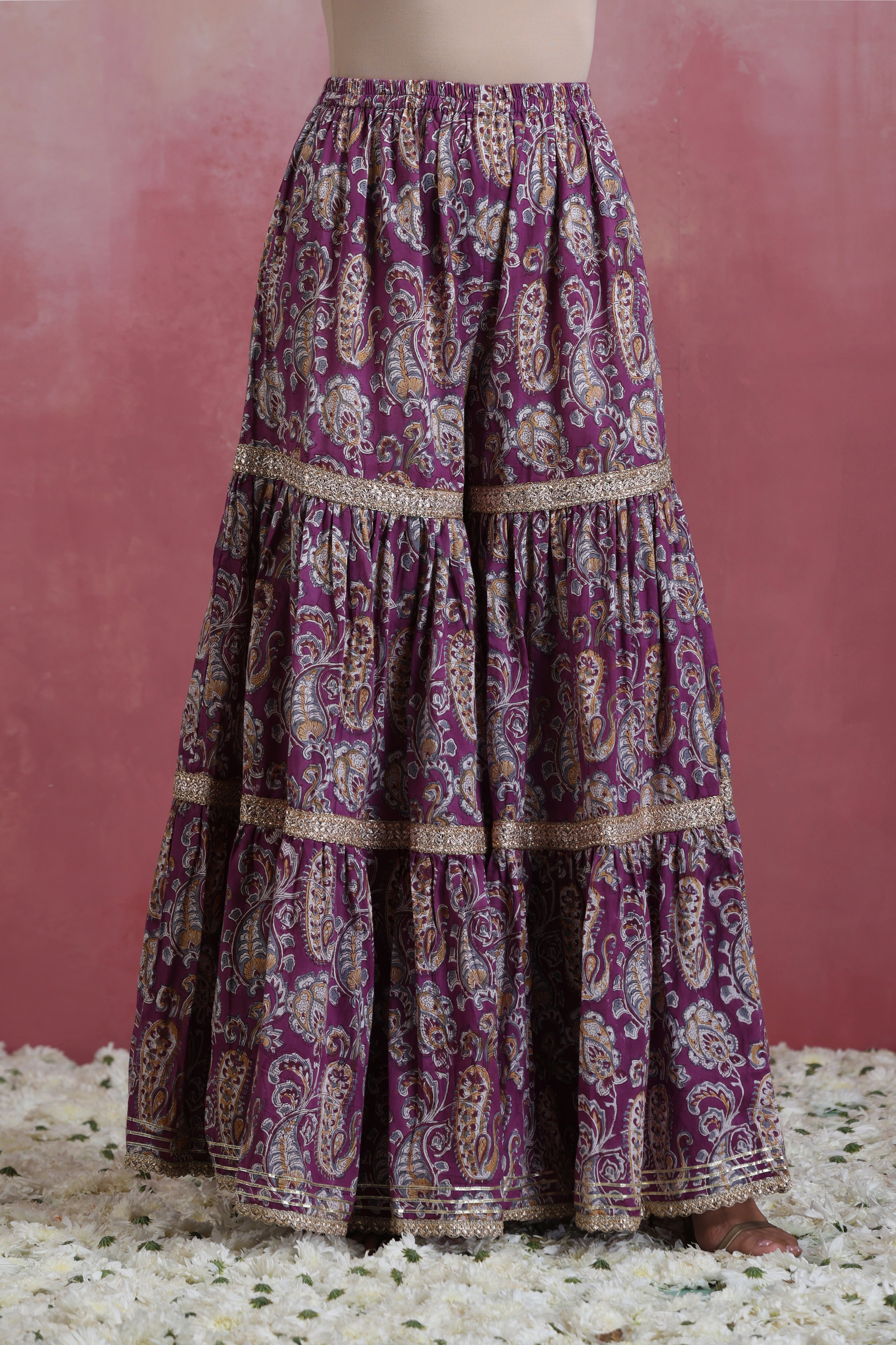 Purple Lylah Tiered Sharara Set of 3