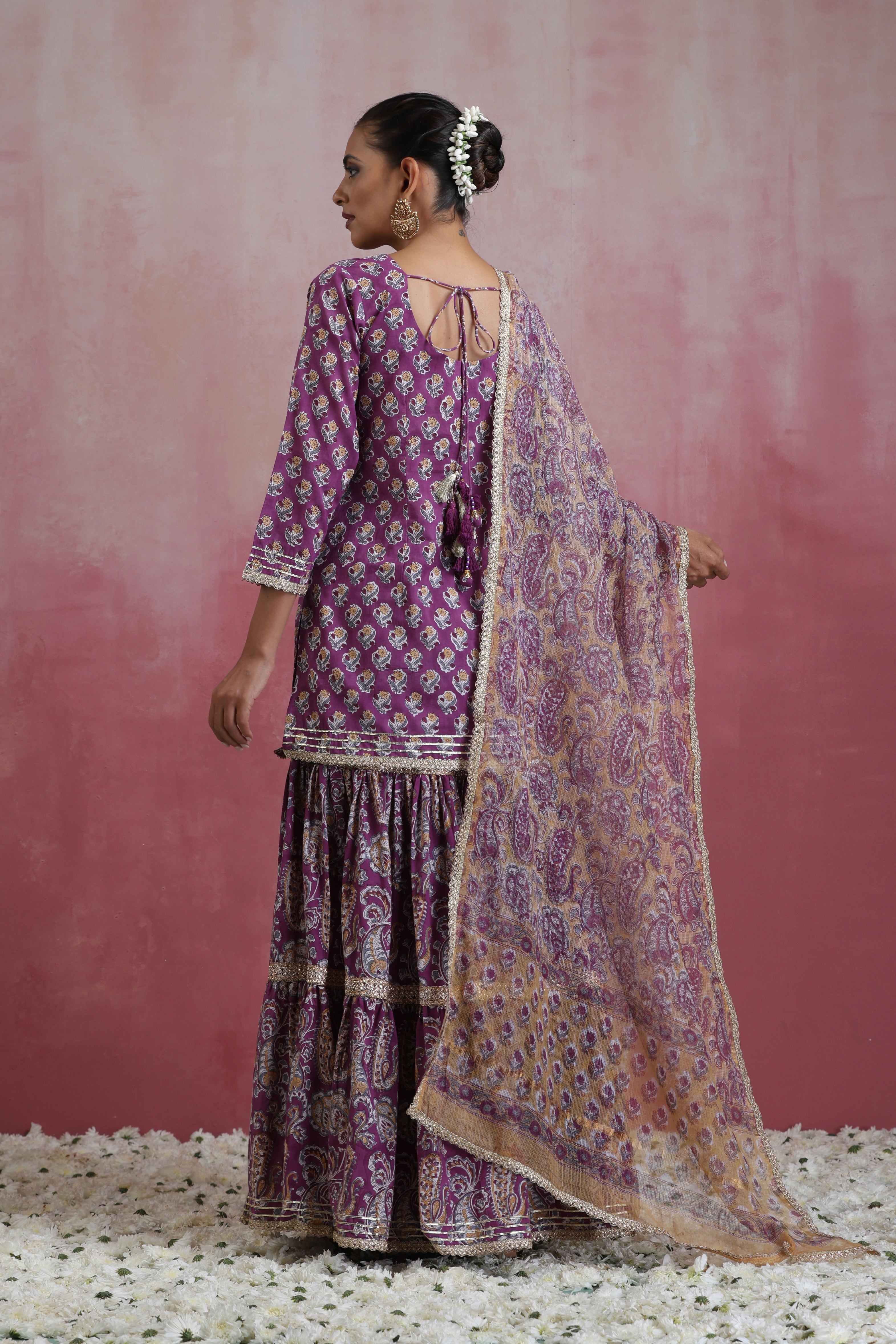 Purple Lylah Tiered Sharara Set of 3