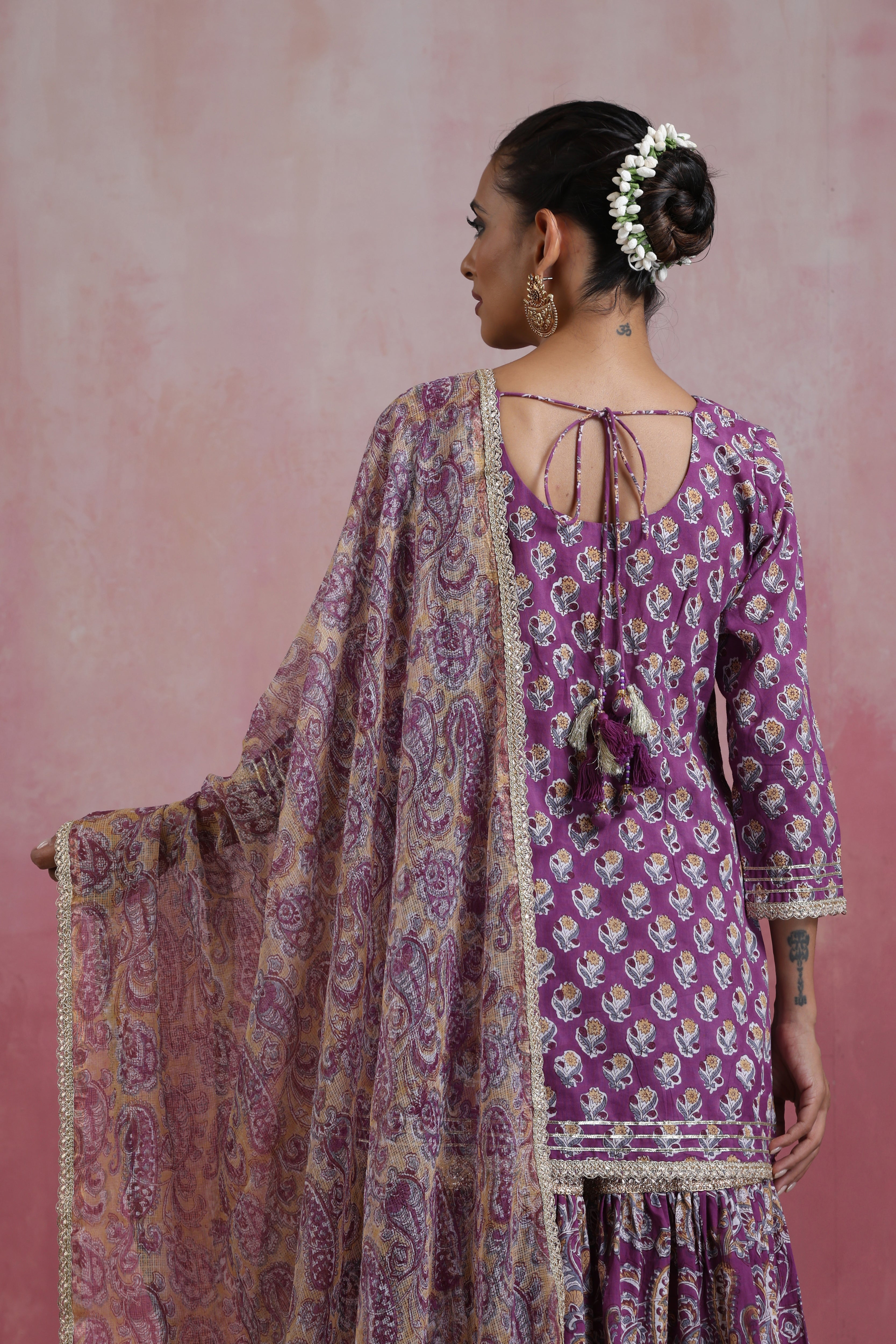 Purple Lylah Tiered Sharara Set of 3