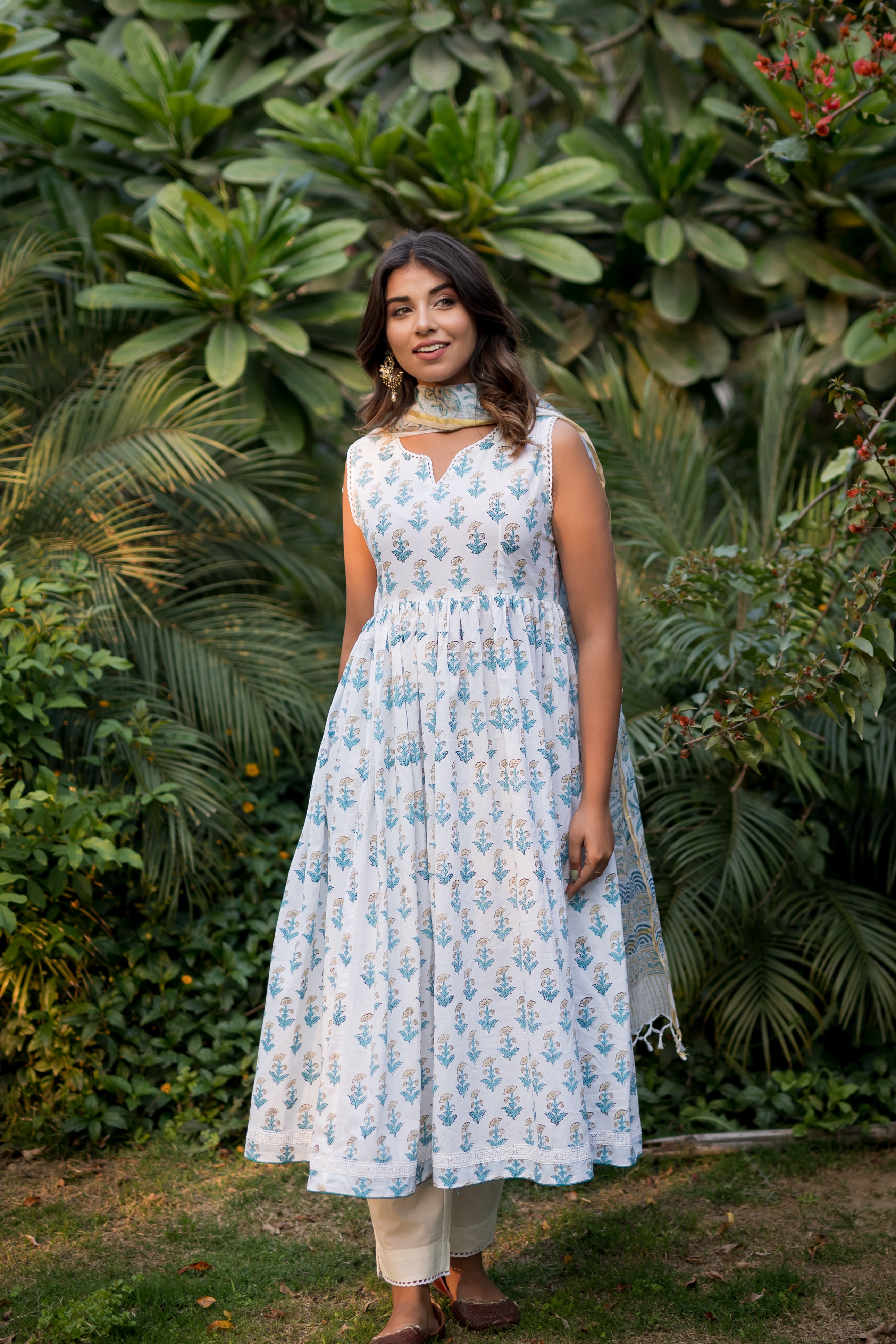 Chartreuse Green Ivory Handwoven Double Ikat Pleated Sleeveless Dress |  Girls frock design, Frock design, Kurta designs