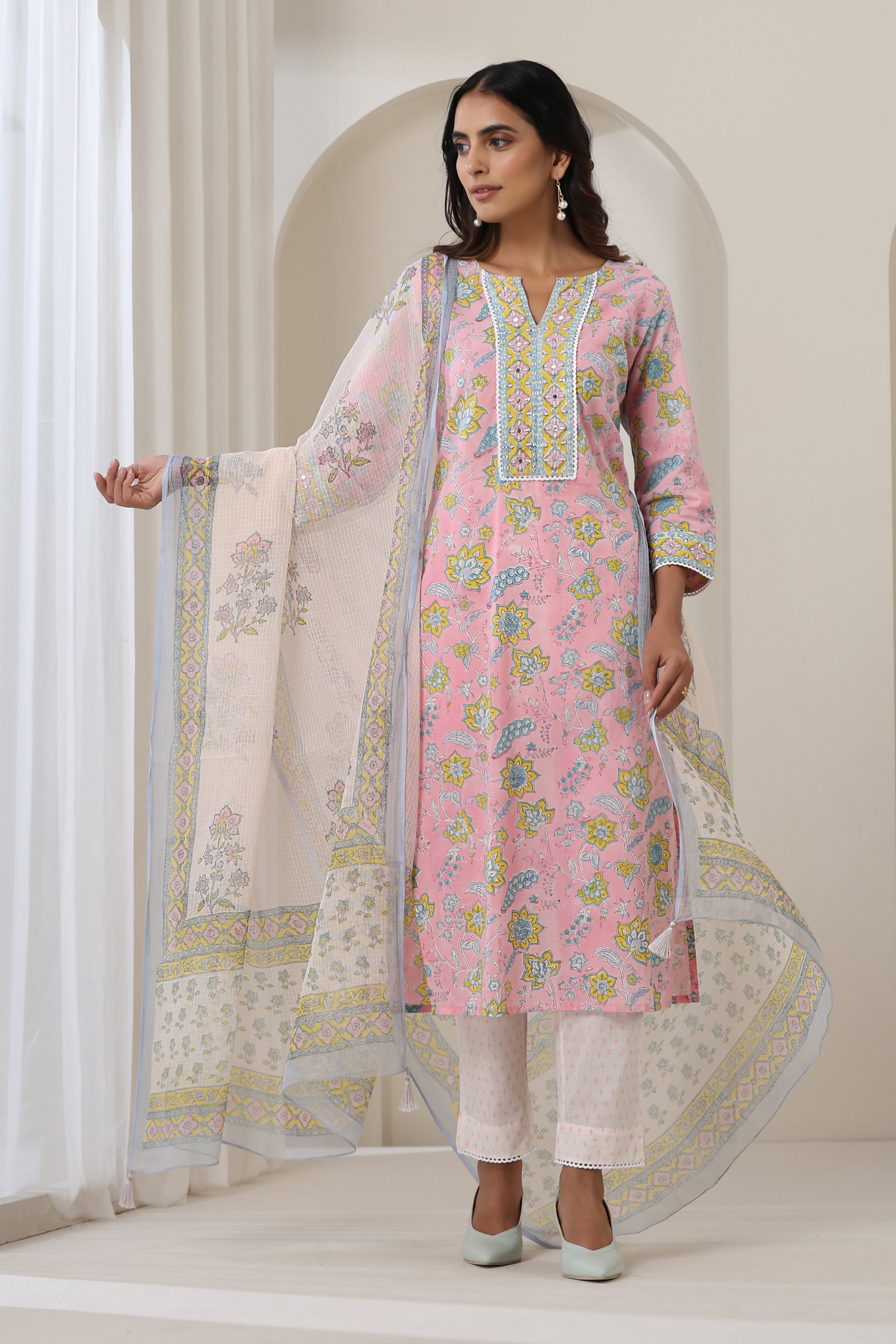 Pink Orchid Embroidered Kurta Set of 3