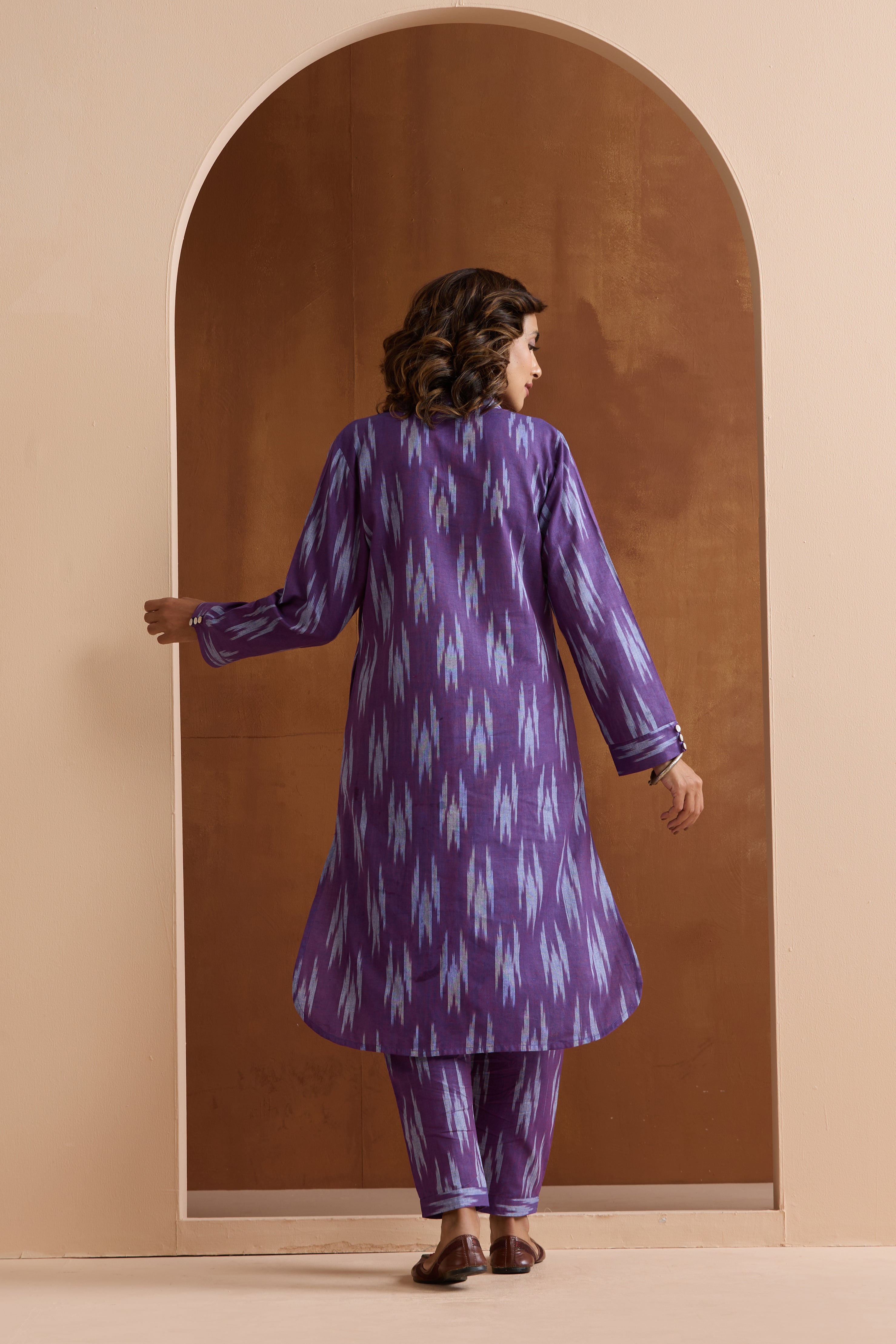 Purple Topaz Ikat Handloom Cotton Kurta Set of 2