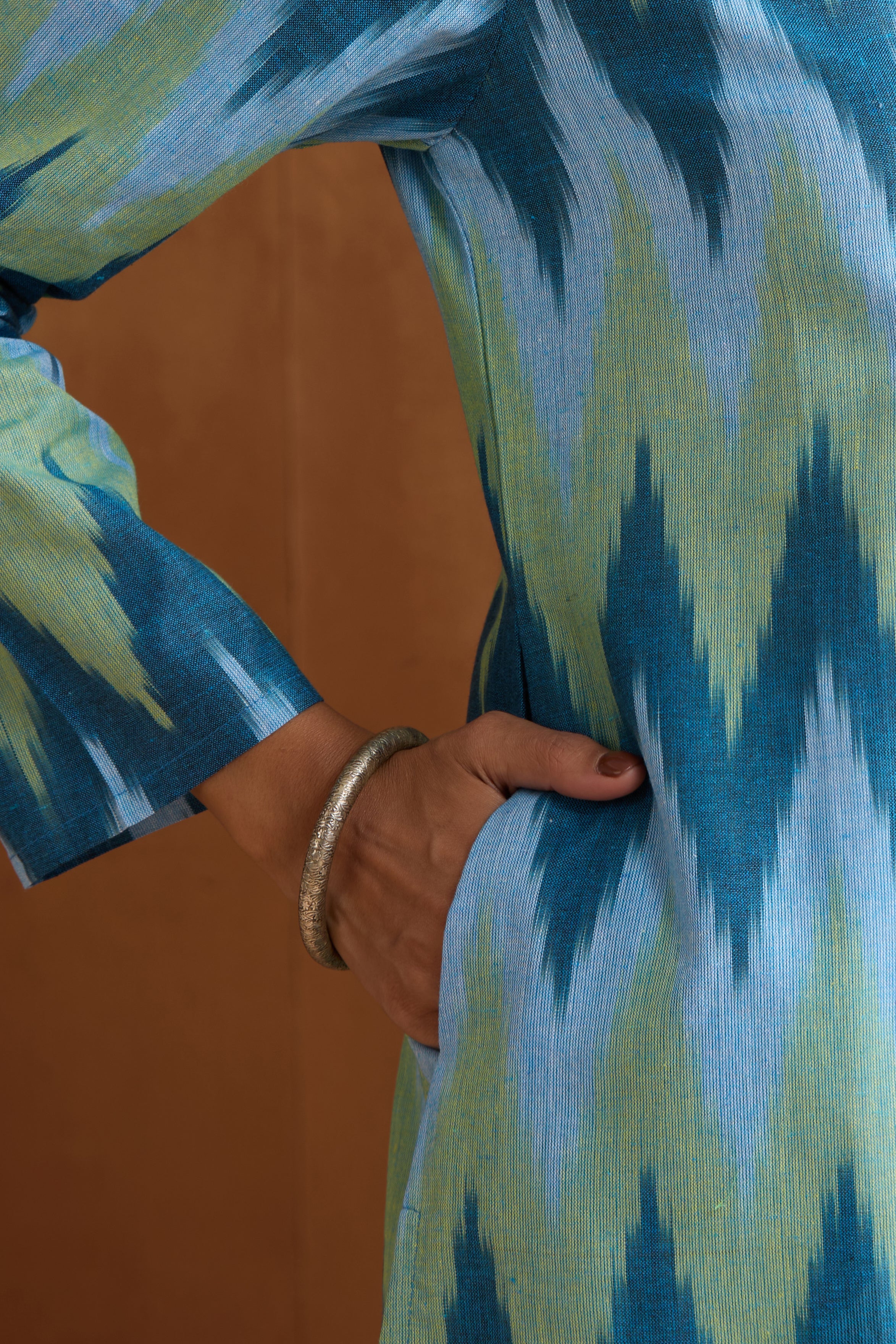 Blue Marla Ikat Handloom Cotton Kurta